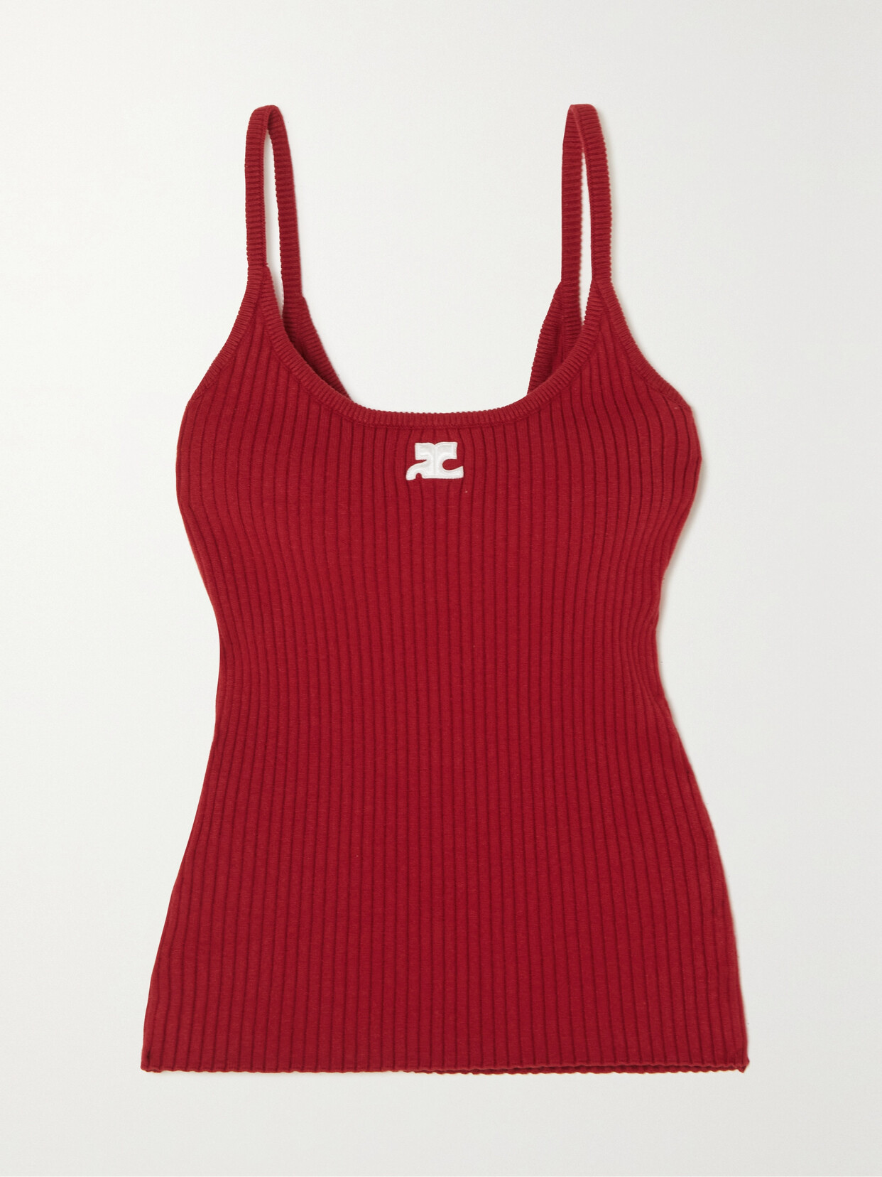 COURREGES - Appliquéd Ribbed-knit Tank - Red