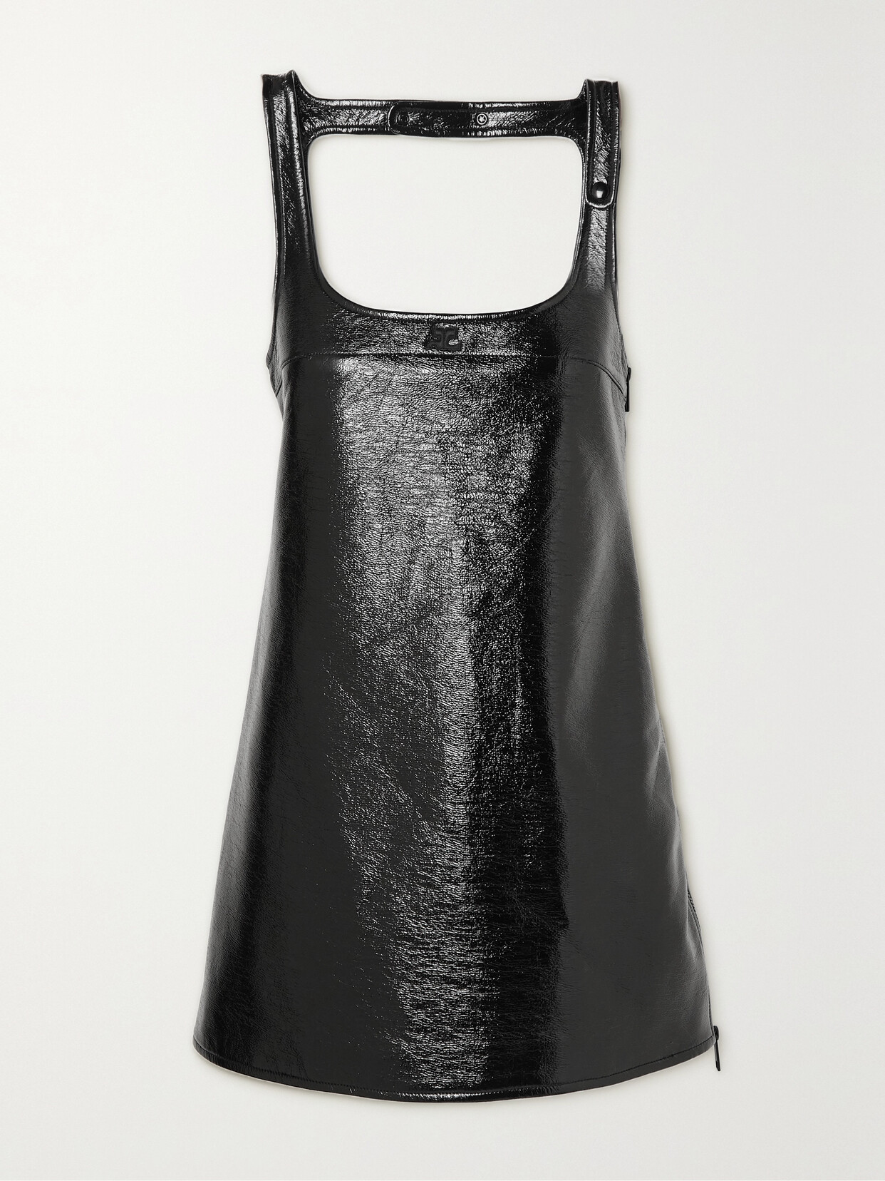 COURREGES - Open-back Coated Cotton-blend Mini Dress - Black