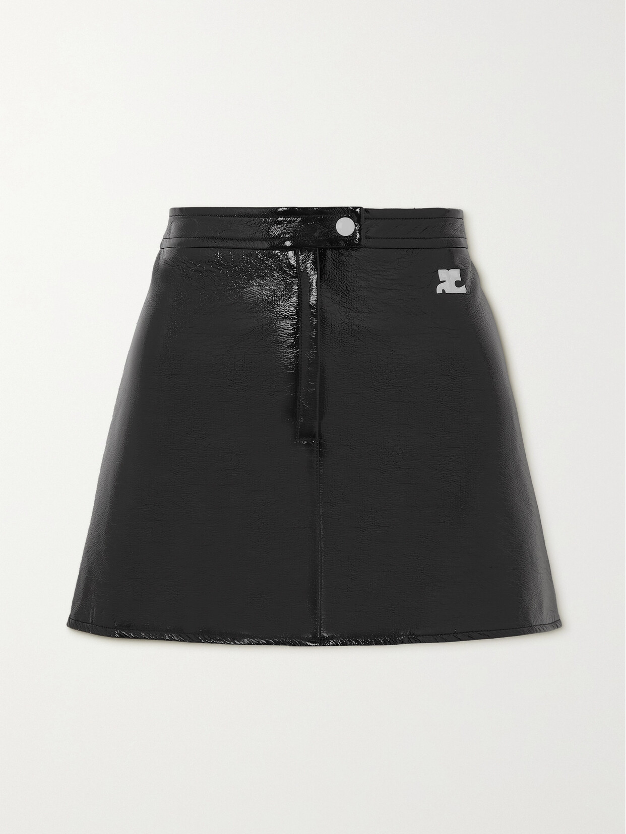 COURREGES - Appliquéd Coated Cotton-blend Mini Skirt - Black