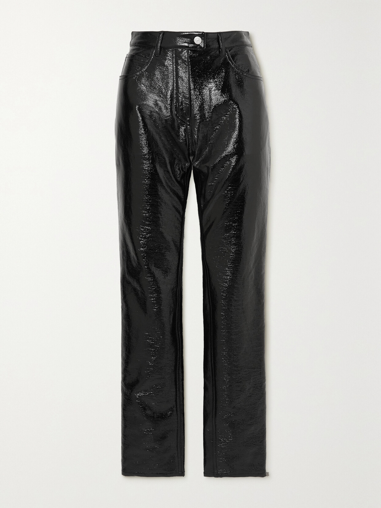 COURREGES - Coated Cotton-blend Slim-leg Pants - Black