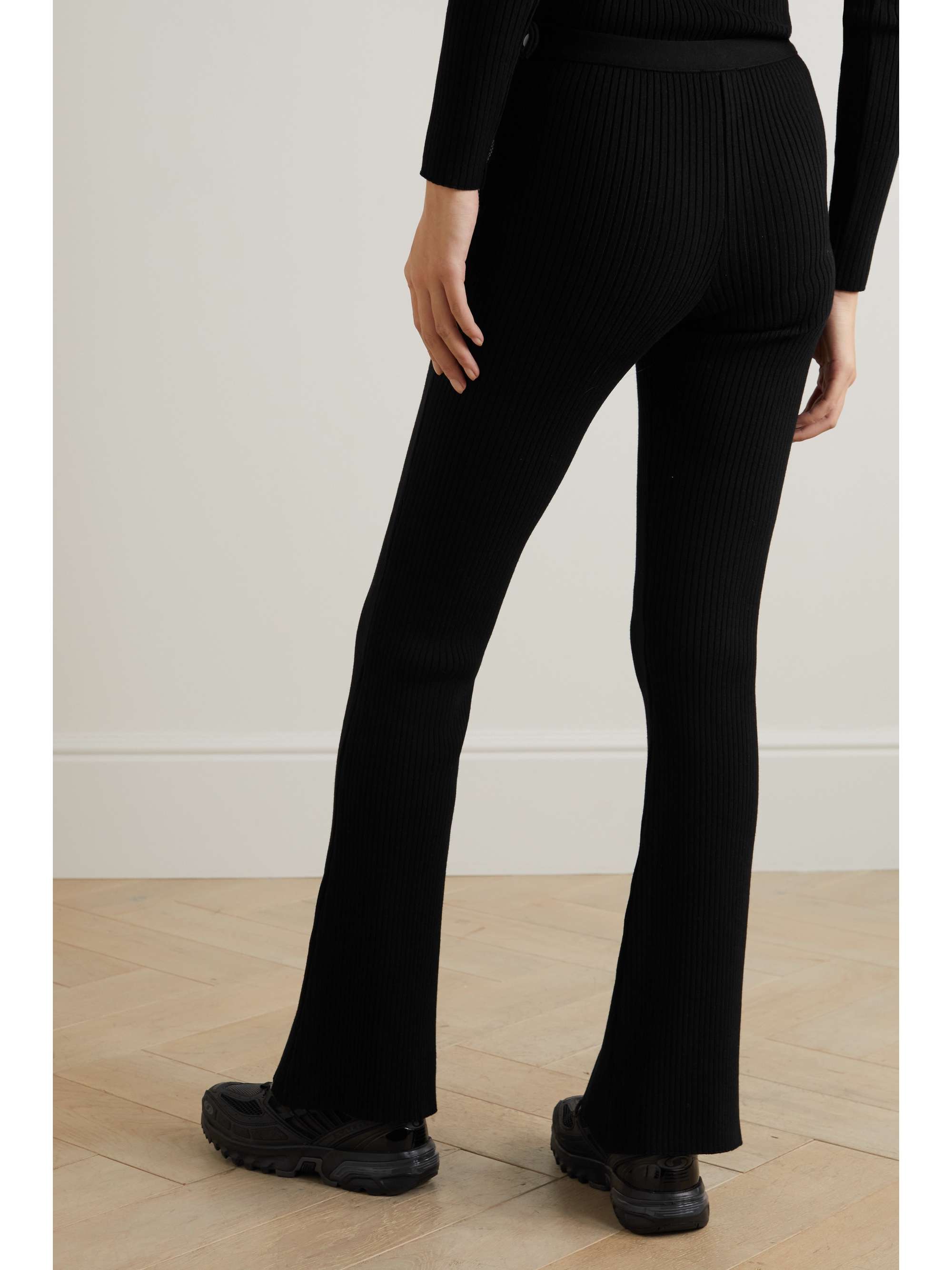 COURRÈGES Ribbedknit flared pants NETAPORTER