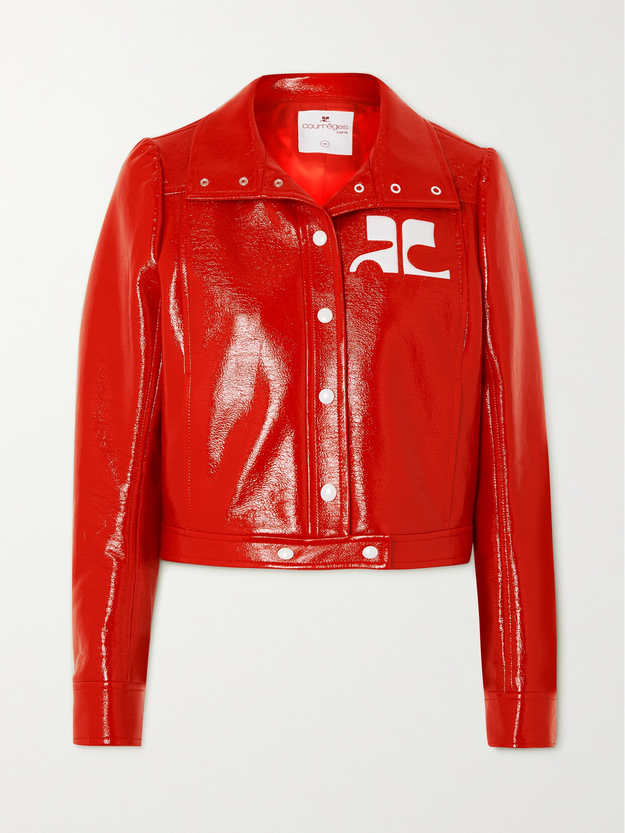 COURREGES - Cropped Appliquéd Cotton-blend Vinyl Jacket - Red