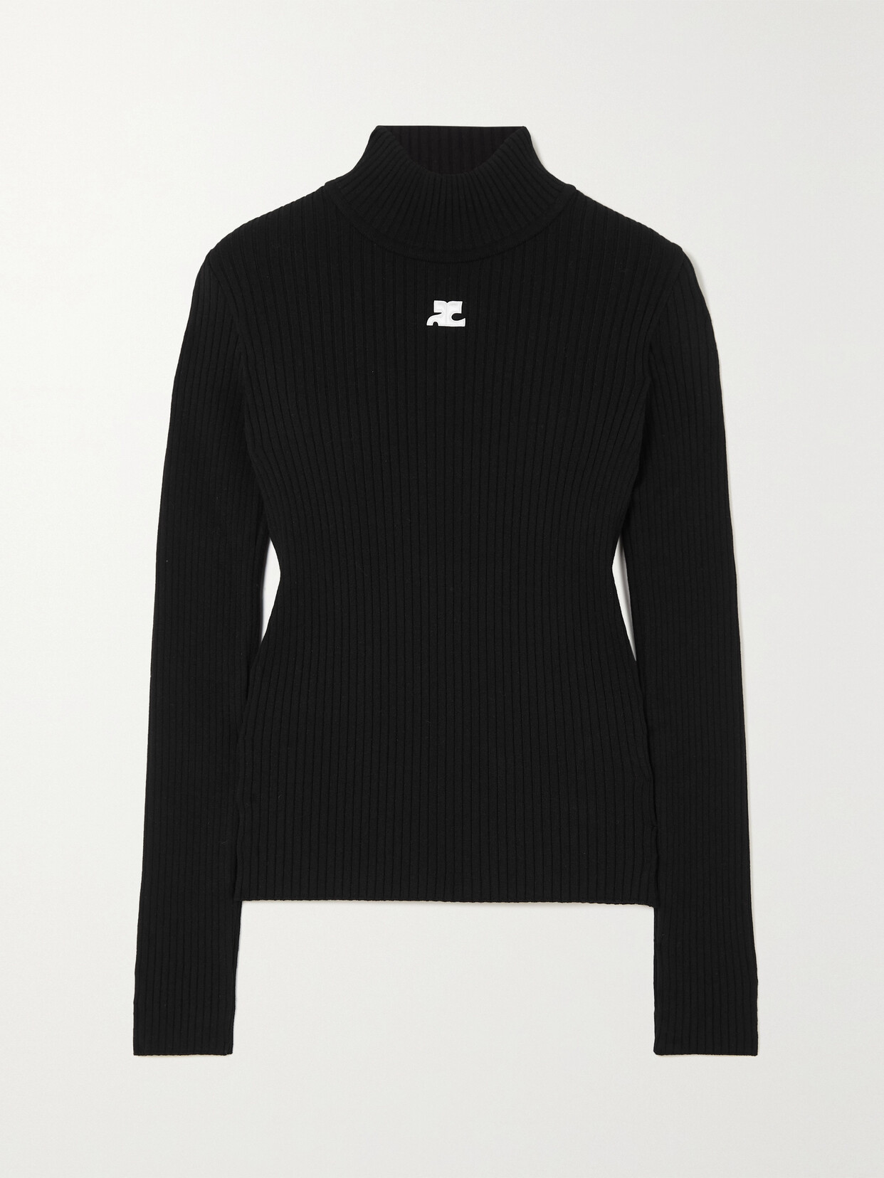 COURREGES - Embroidered Ribbed-knit Sweater - Black