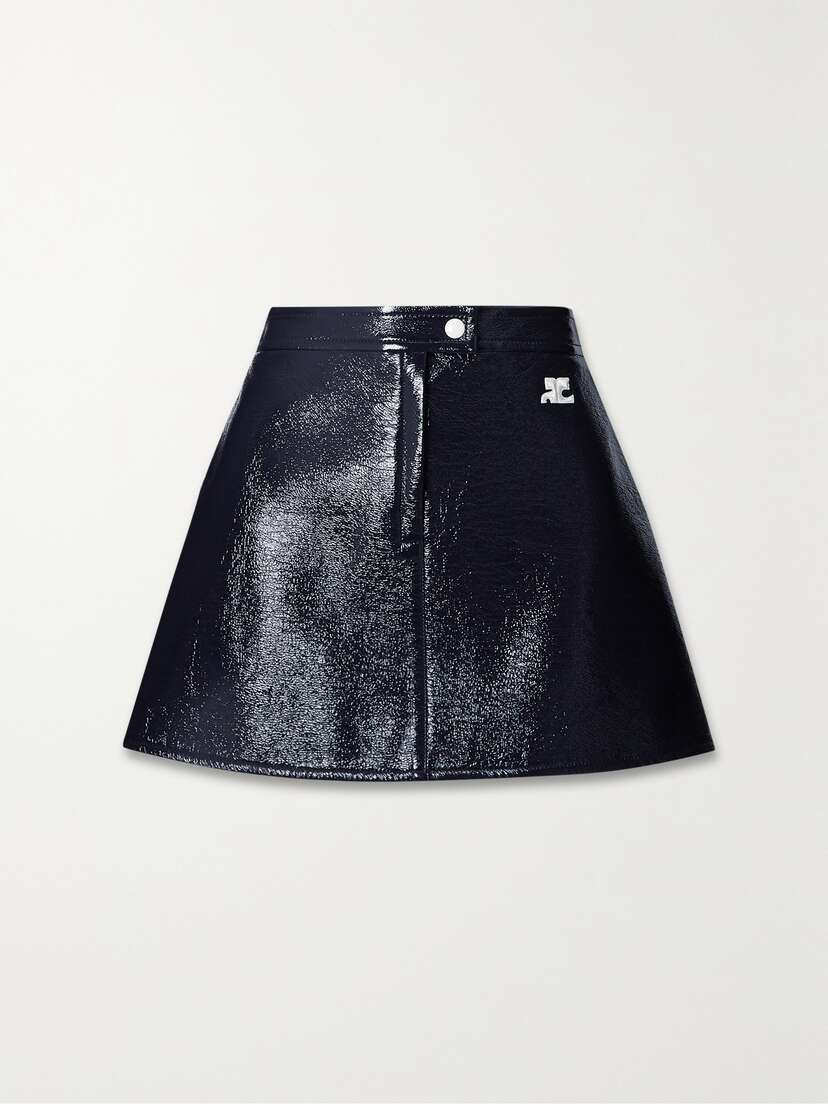 Courrèges Appliquéd Coated Cotton-blend Mini Skirt