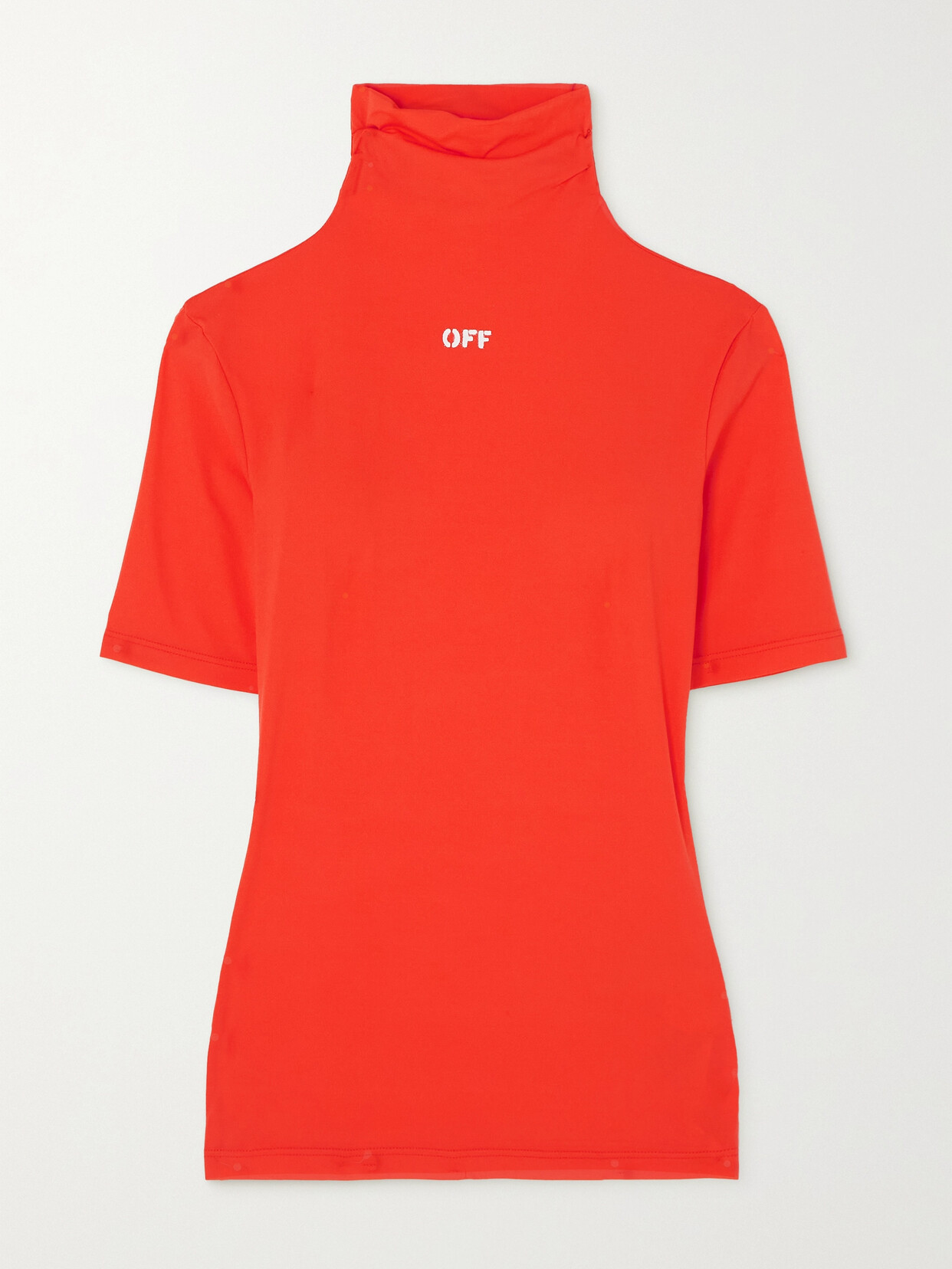 Off-White - Off Stamp Printed Stretch-jersey Turtleneck Top - Red