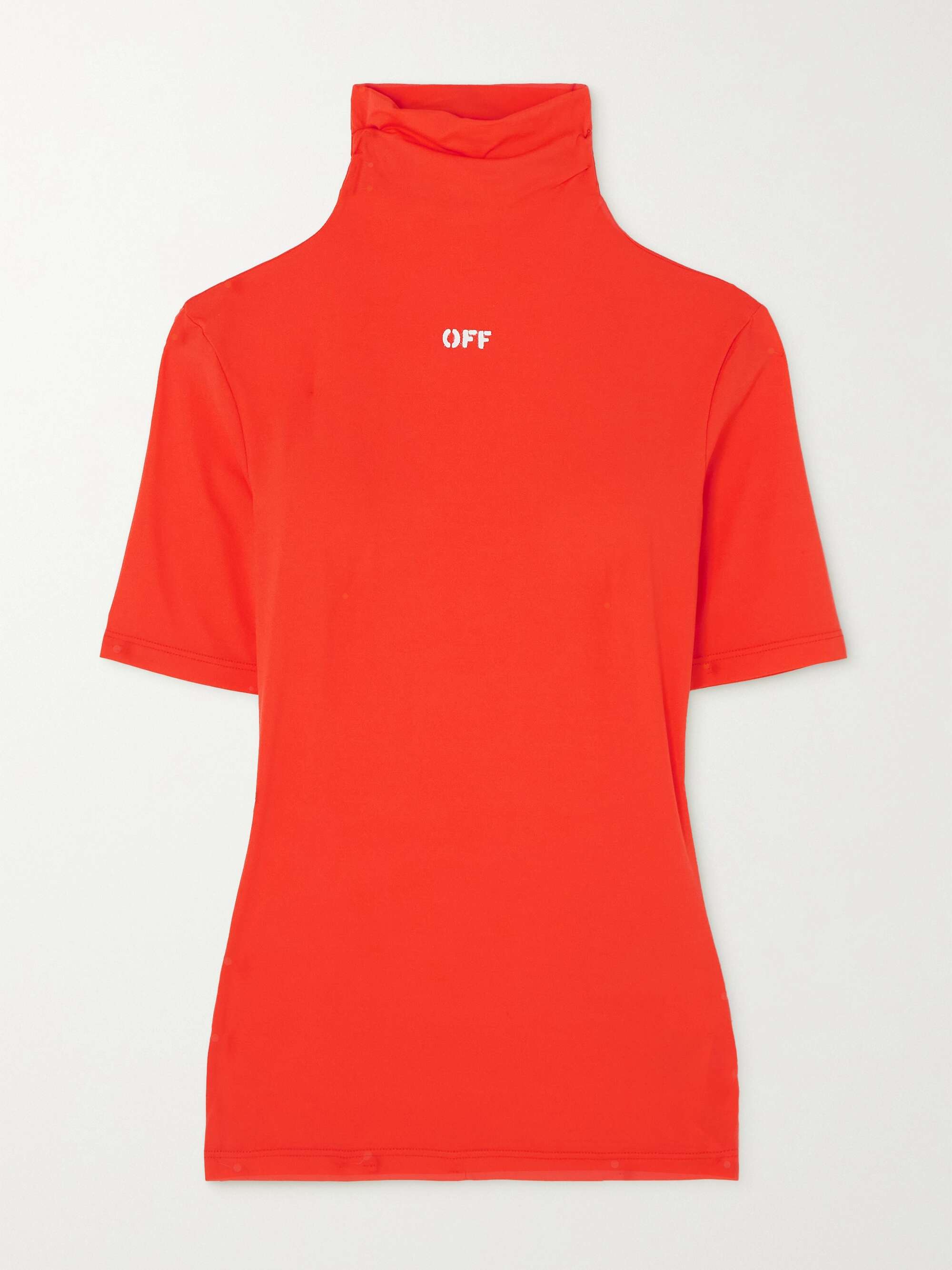 OFF-WHITE Off Stamp printed stretch-jersey turtleneck top | NET-A-PORTER