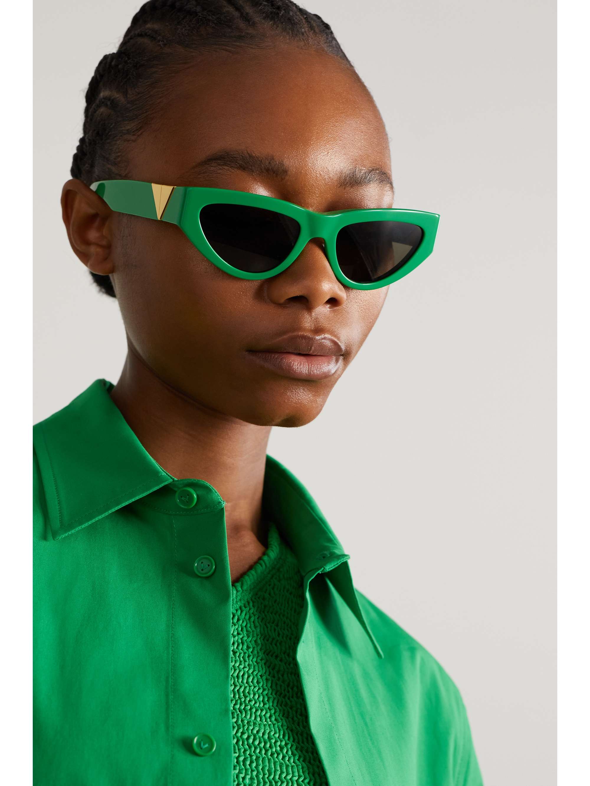 BOTTEGA VENETA EYEWEAR Triangle cat-eye acetate sunglasses