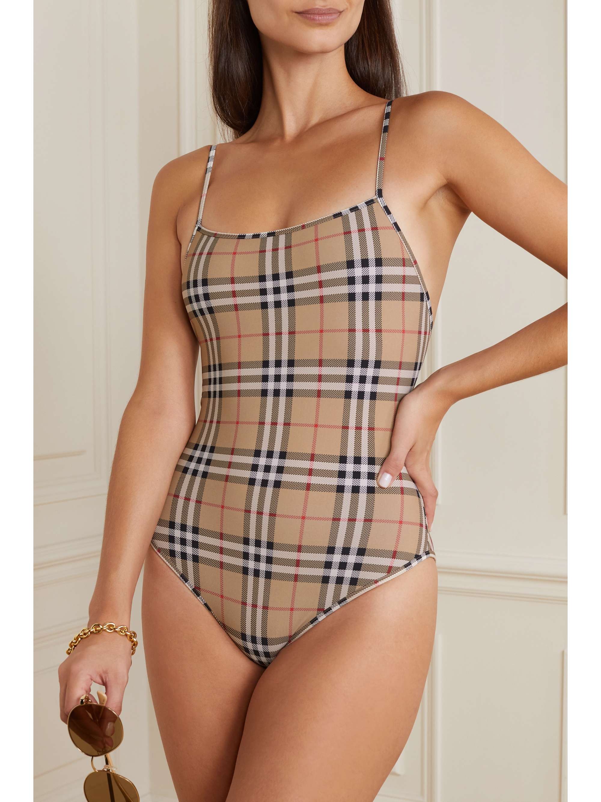 BURBERRY Checked swimsuit | NET-A-PORTER