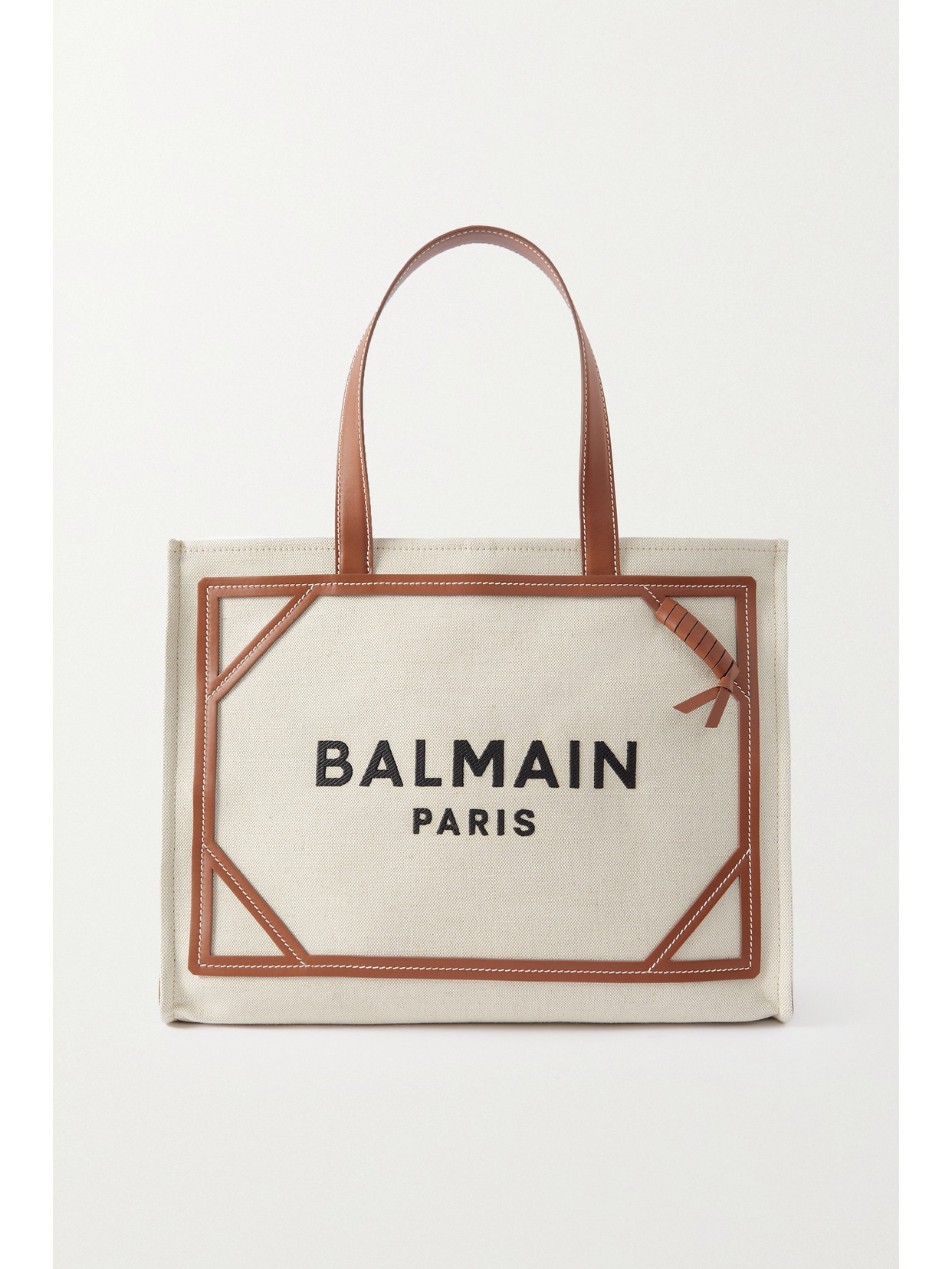 Balmain - B-army Medium Embroidered Leather-trimmed Canvas Tote - Neutrals