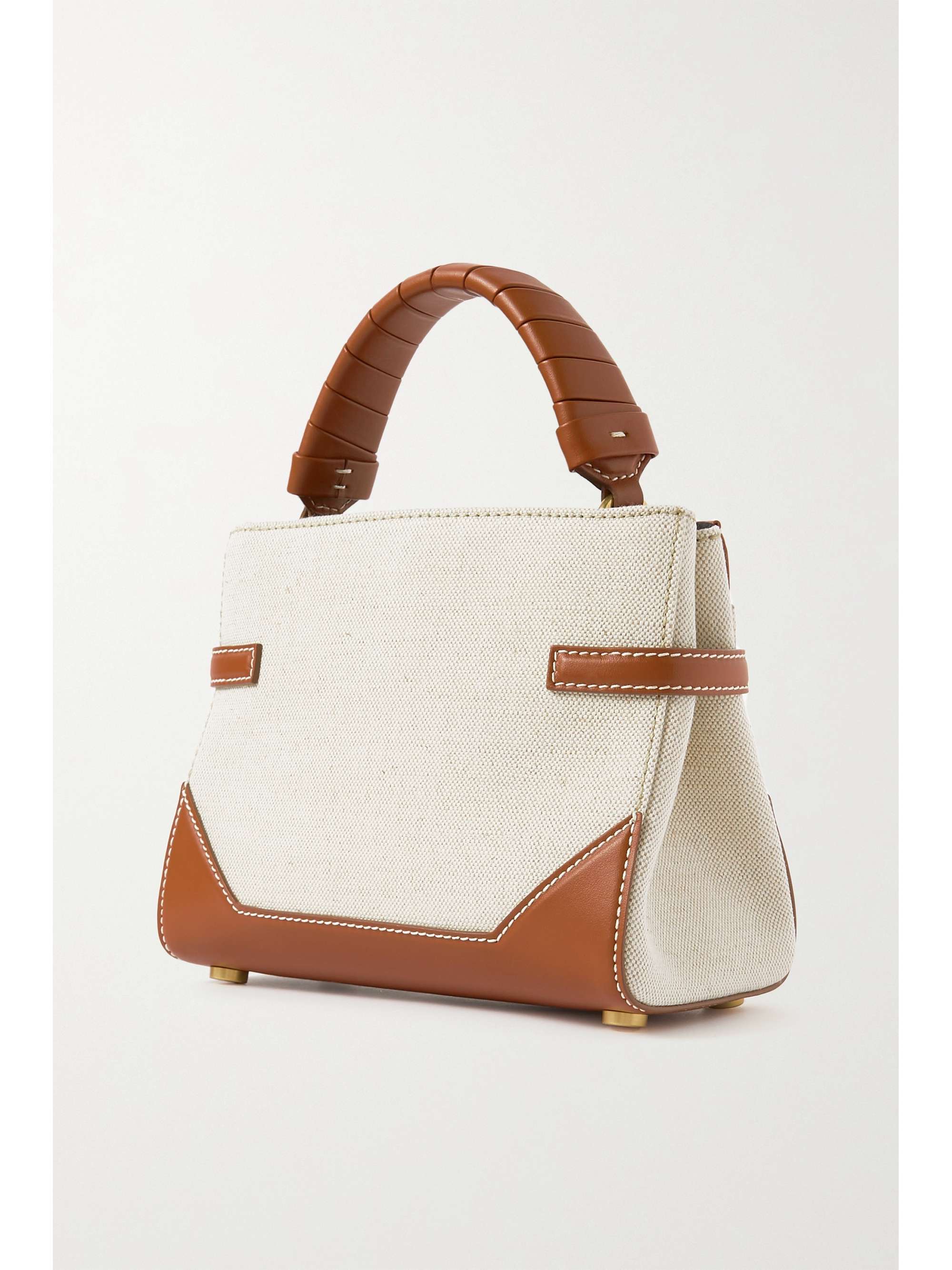 BALMAIN B-Buzz 22 leather-trimmed embroidered canvas shoulder bag