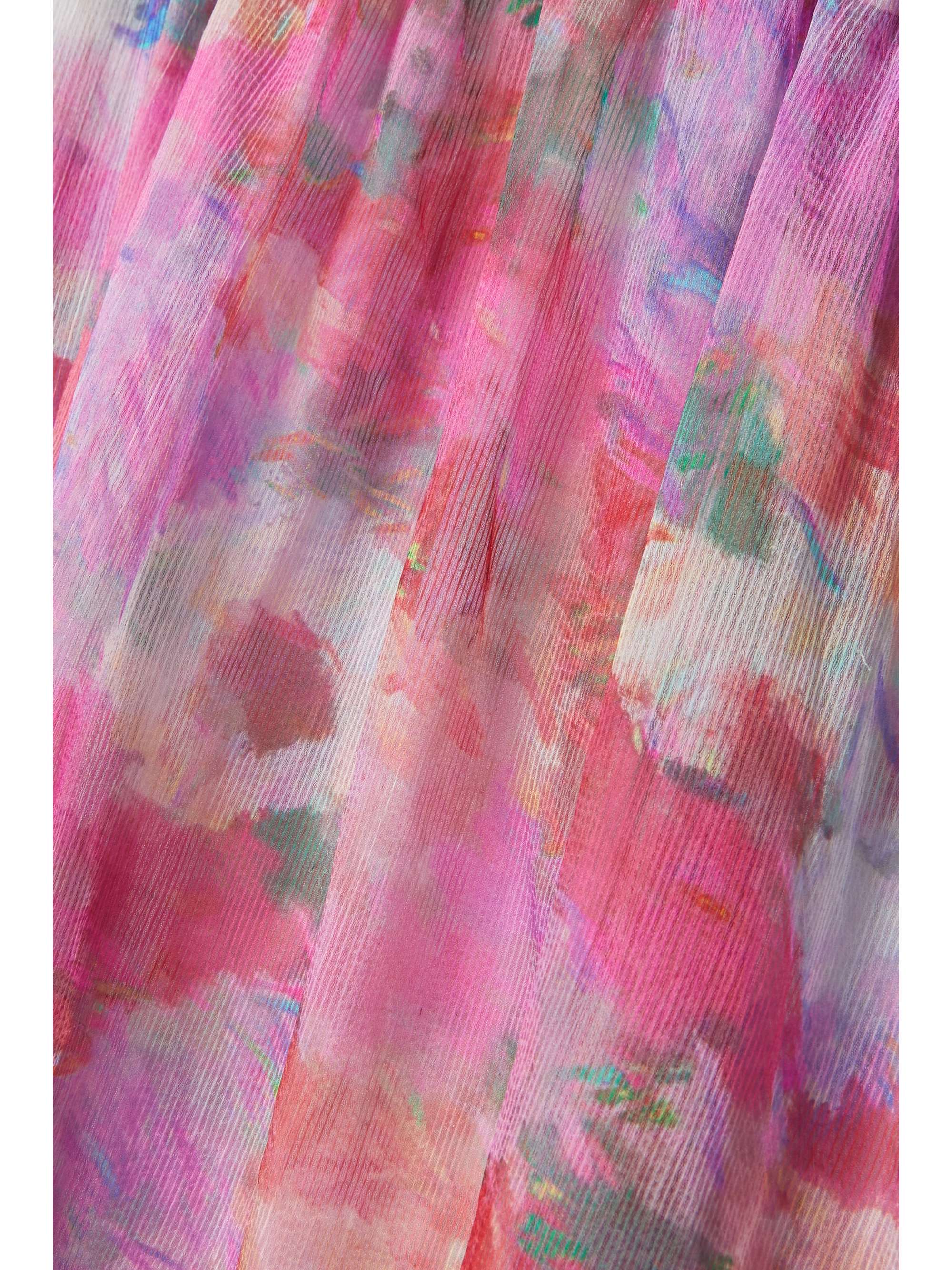 PATBO Pintucked floral-print crepon maxi skirt