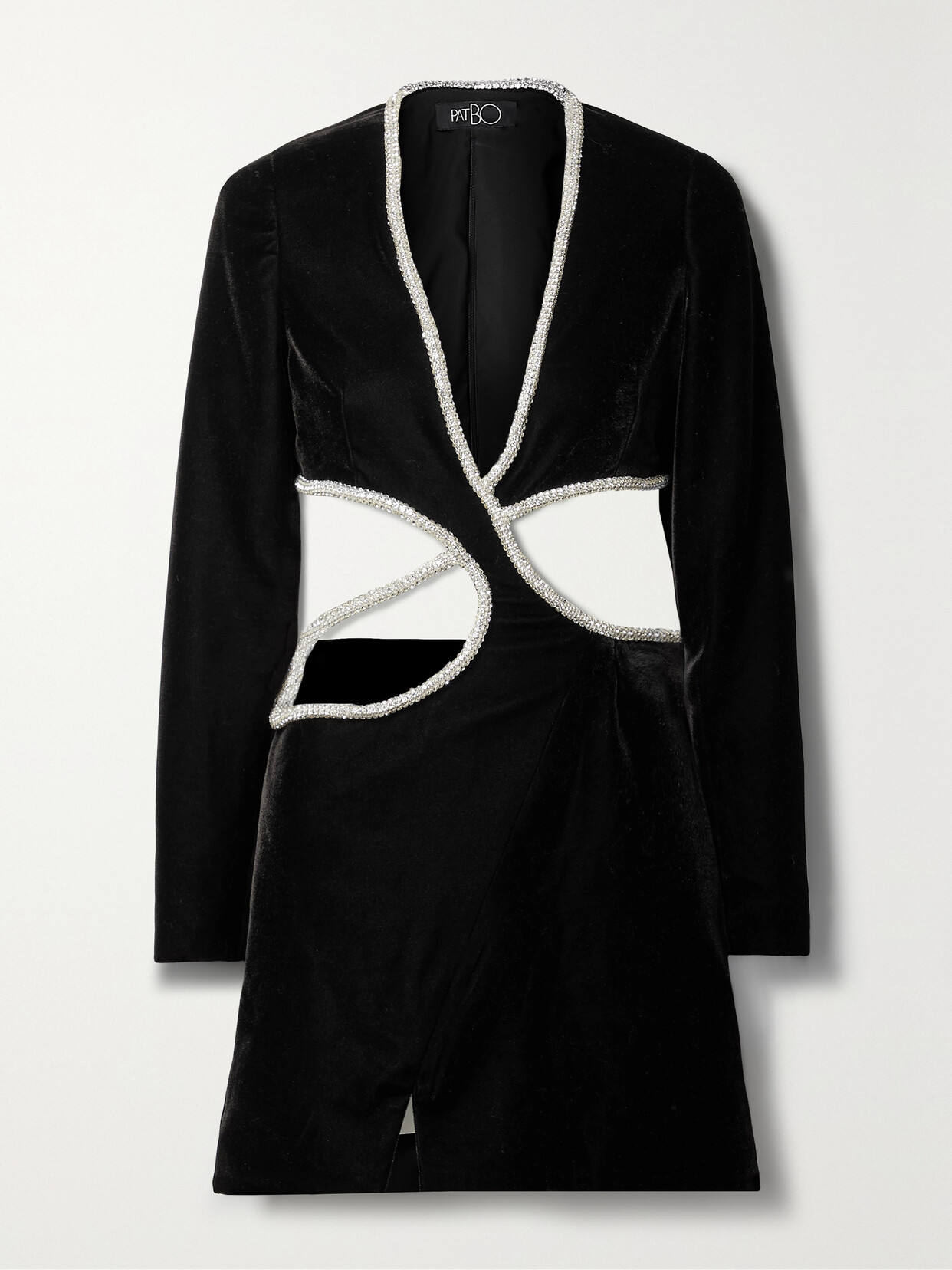 Patbo Cutout Rhinestone-trim Mini Dress In Black