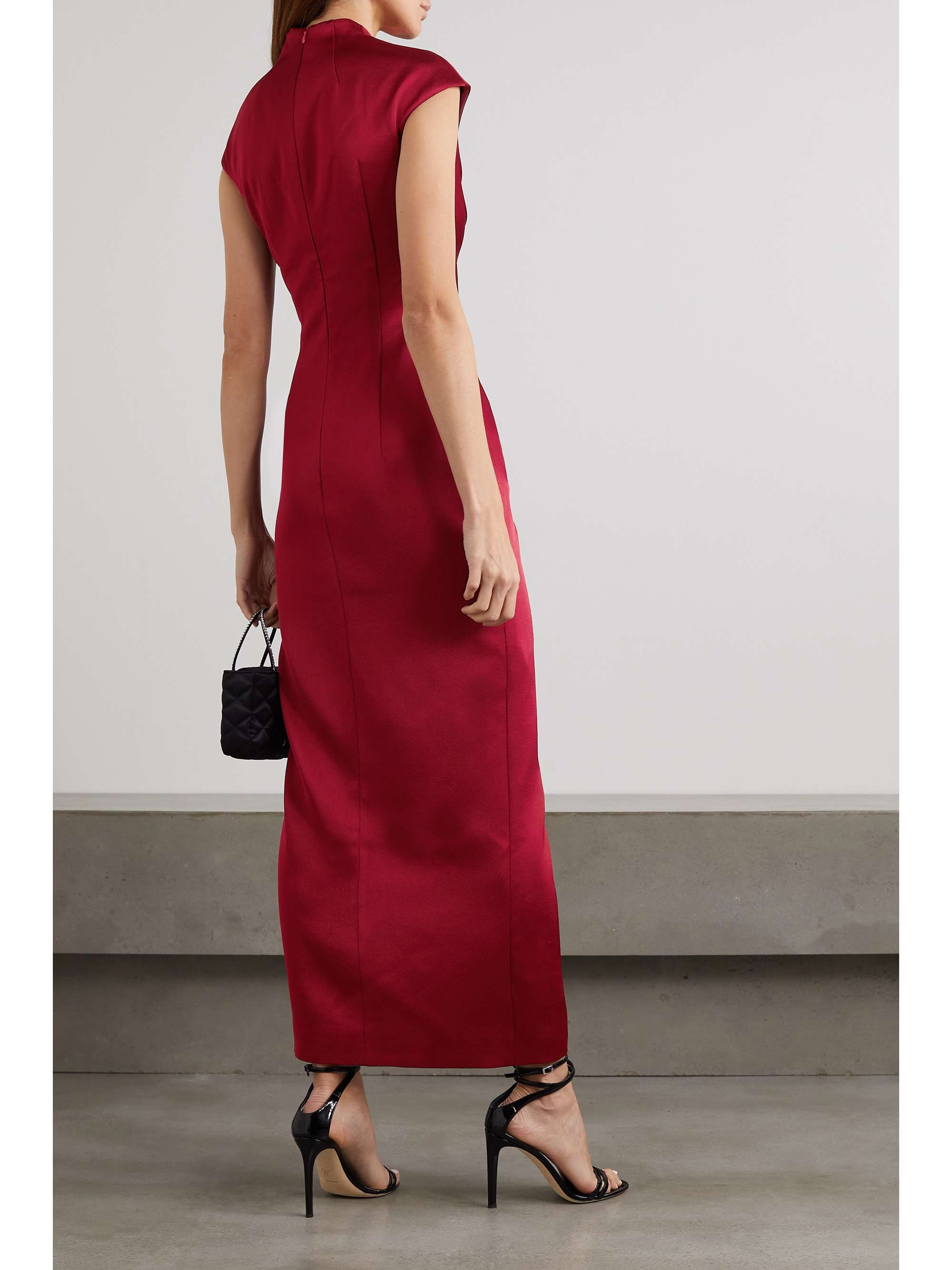 RASARIO Button-embellished draped satin midi dress