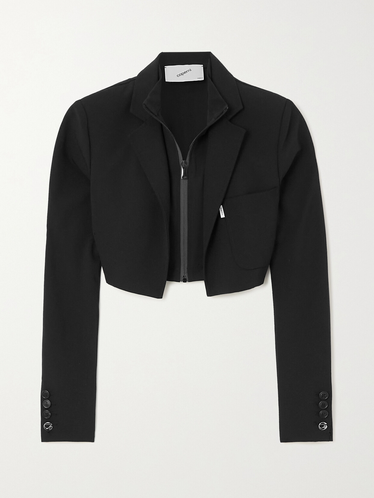 Coperni - Cropped Layered Tech-jersey And Crepe Jacket - Black