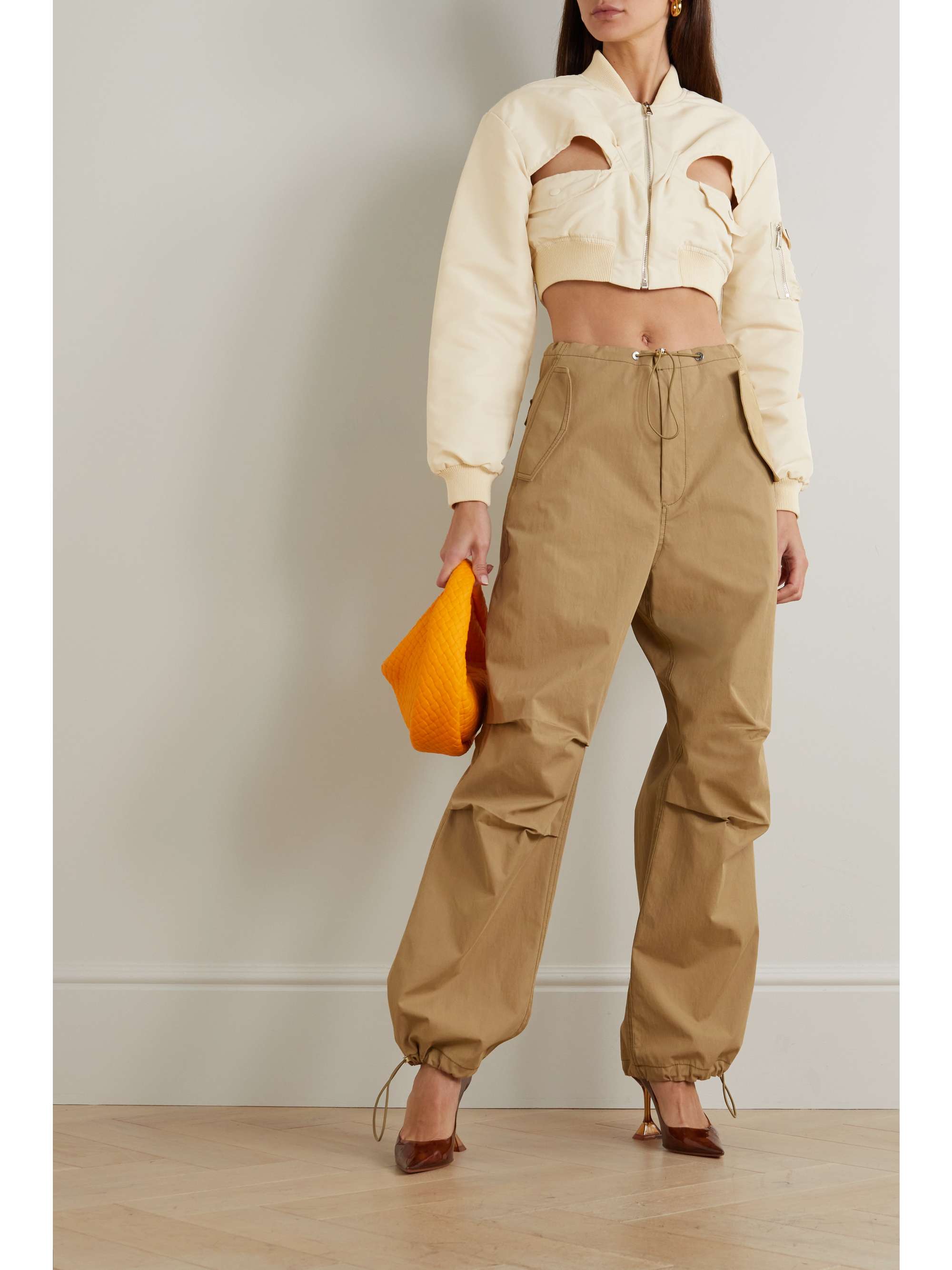COPERNI Cropped cutout twill bomber jacket