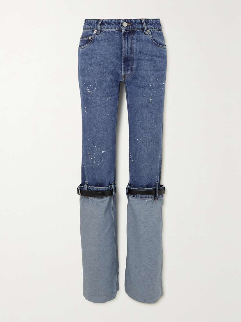 Coperni Hybrid Belted Distressed Mid-rise Straight-leg Jeans