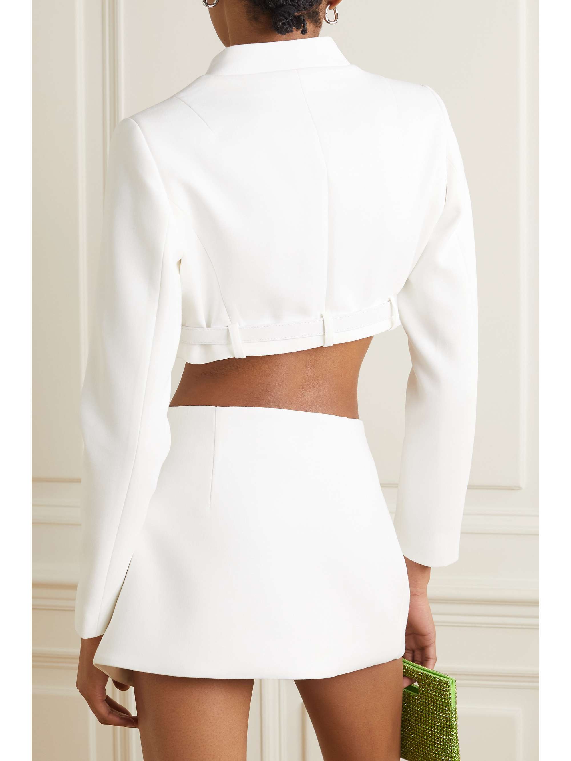 COPERNI Cropped belted stretch-crepe jacket
