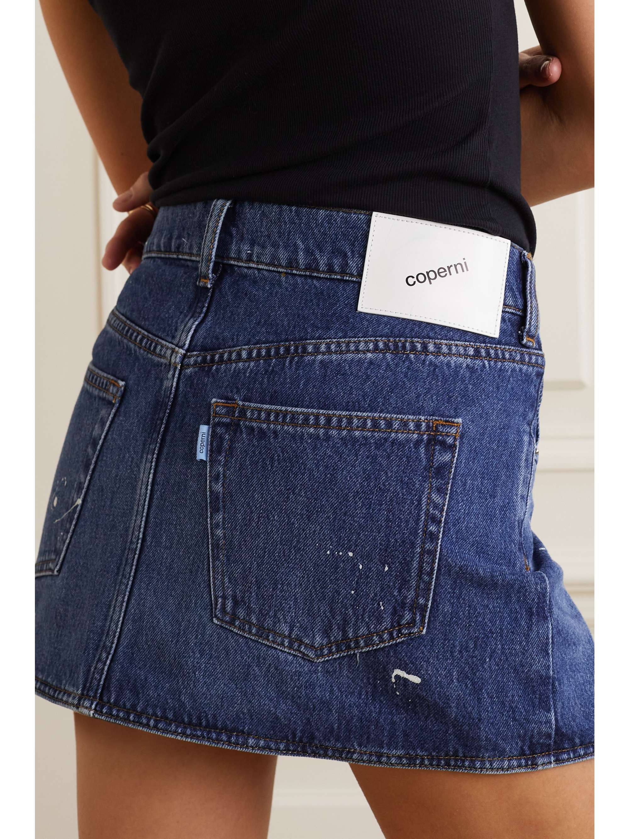 COPERNI Distressed denim mini wrap skirt