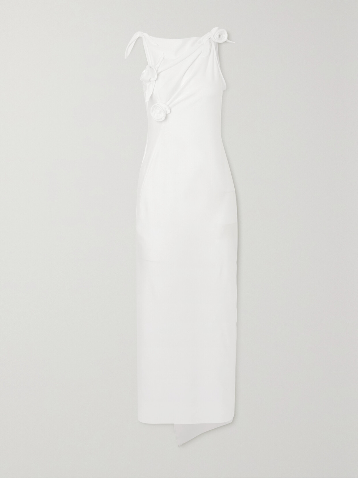 Coperni - Asymmetric Appliquéd Stretch-satin Maxi Dress - White