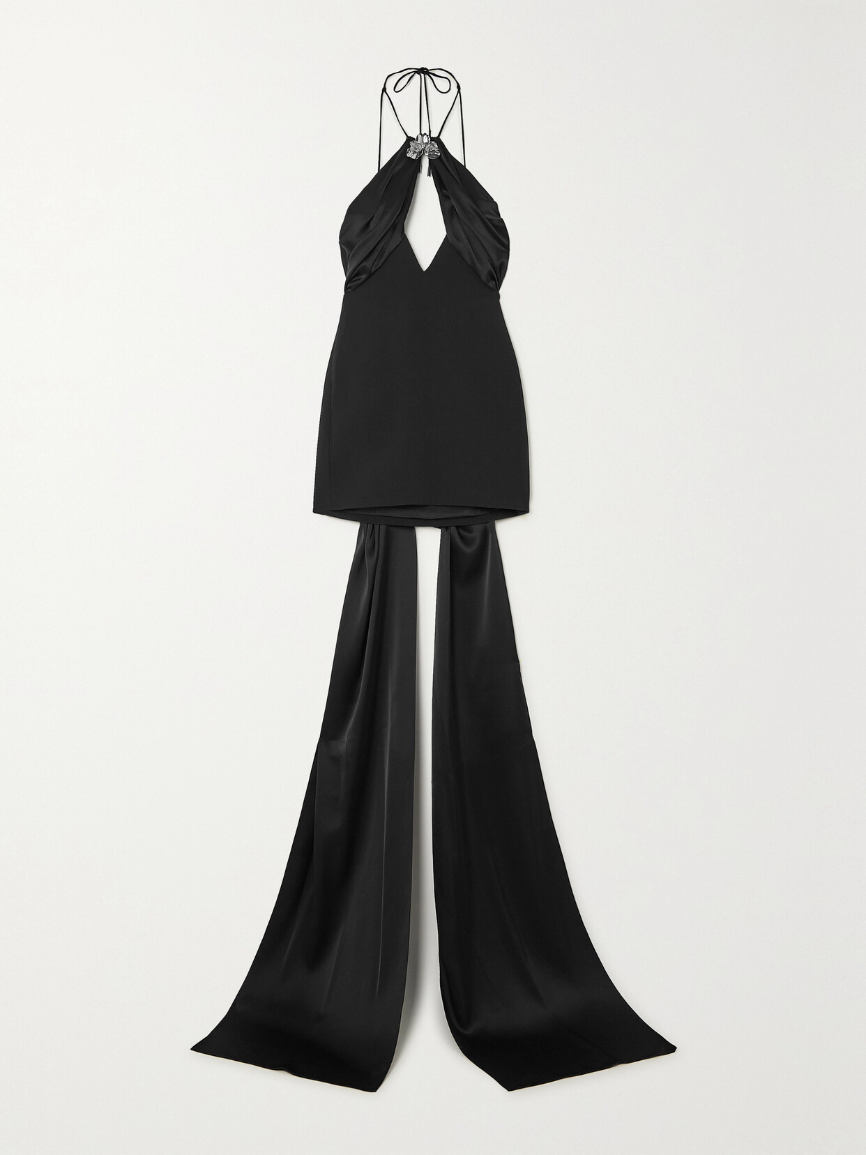 David Koma Embellished Cady And Satin Halterneck Mini Dress