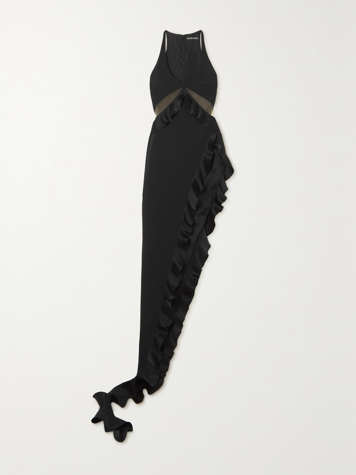 David Koma Cutout Crepe Gown - Black