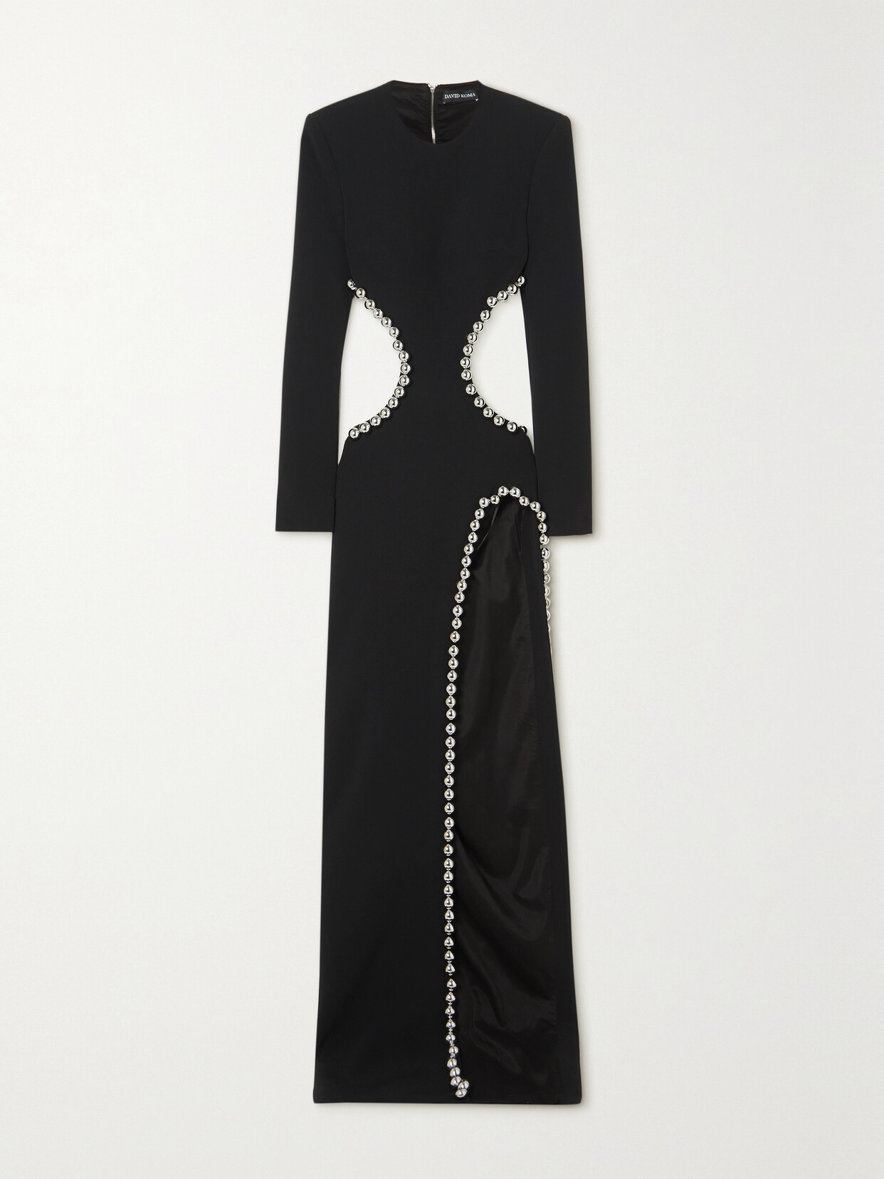 David Koma - Cutout Bauble-embellished Crepe Gown - Black