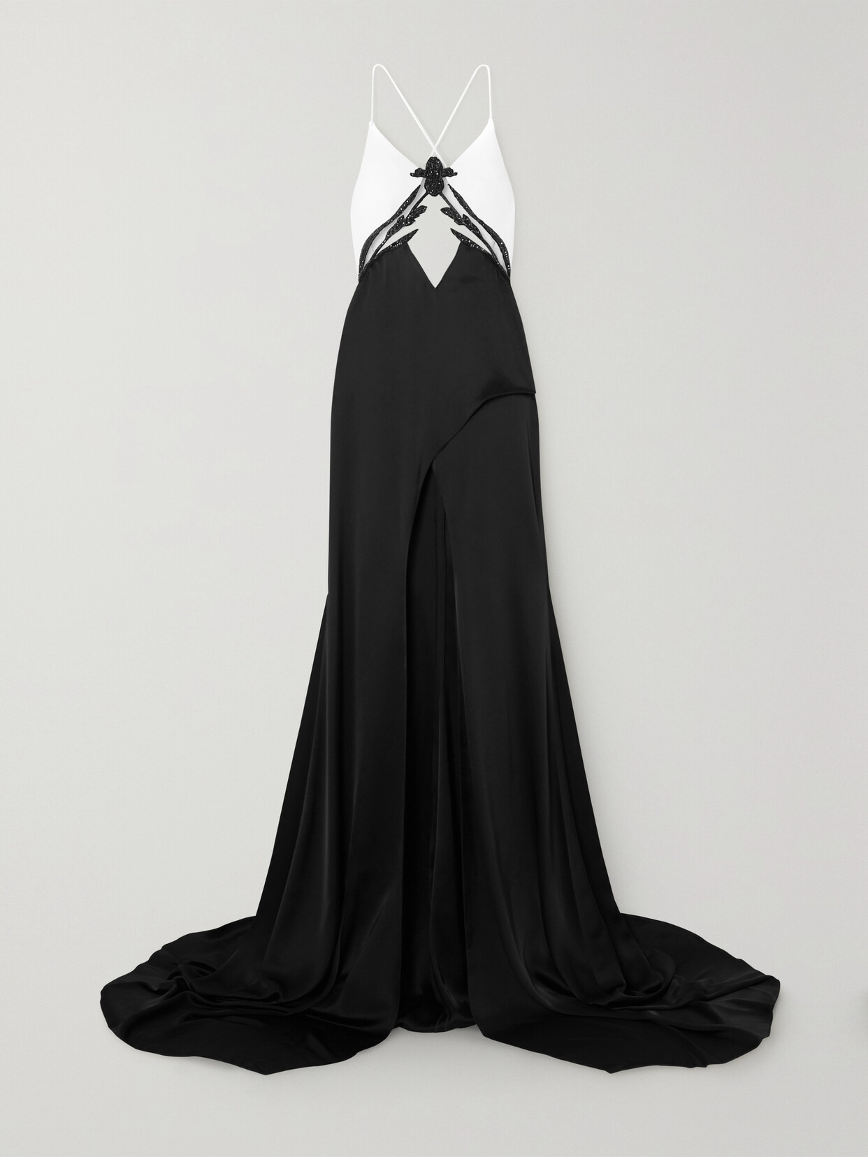 David Koma - Tulle-trimmed Embellished Stretch-cady Gown - Black