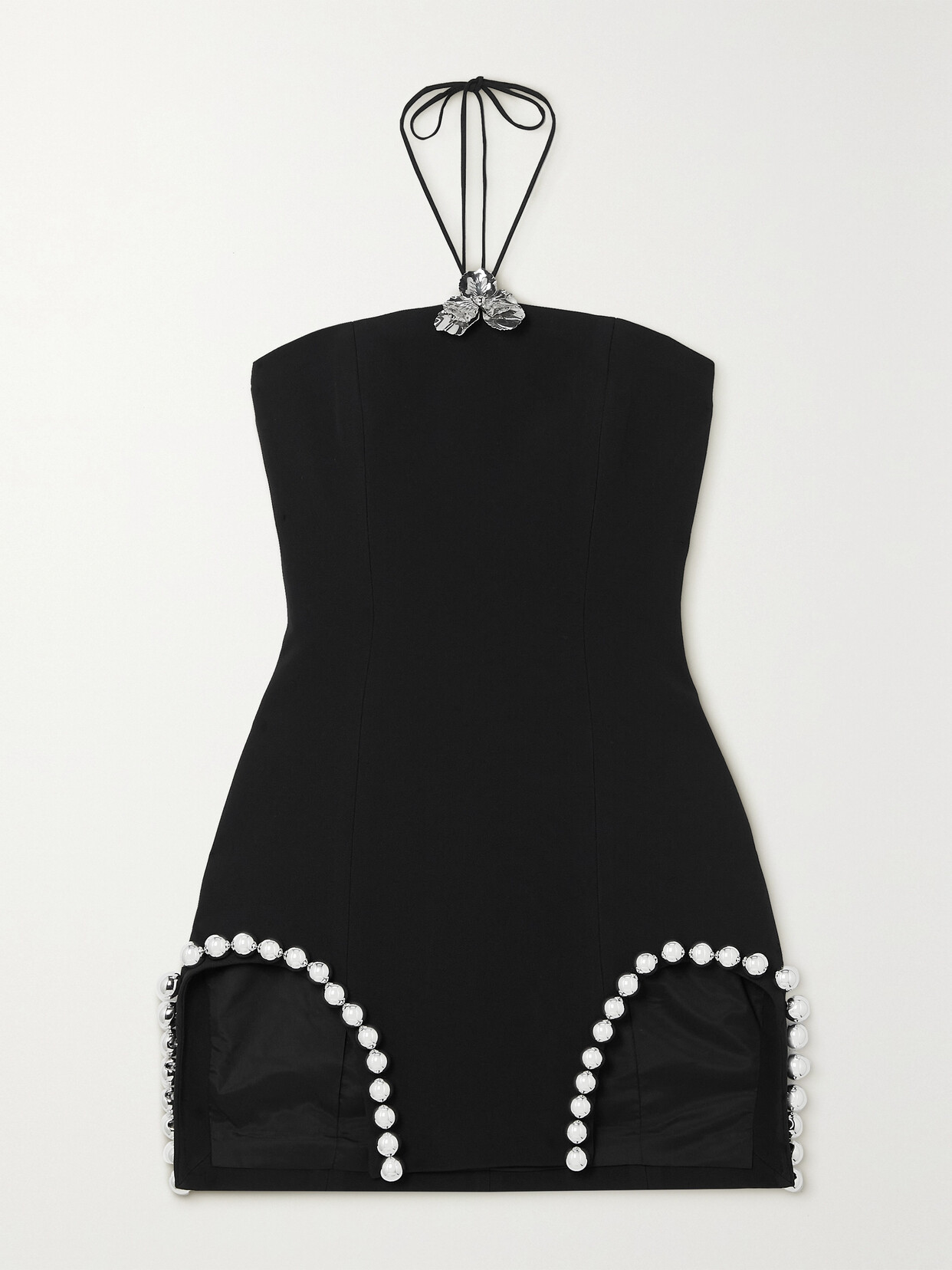 David Koma Embellished Cady Halterneck Mini Dress - Black