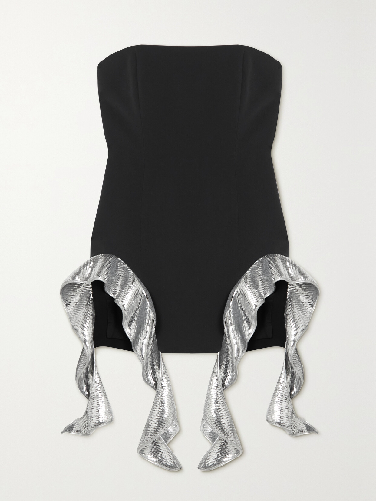 DAVID KOMA STRAPLESS RUFFLED SEQUIN-EMBELLISHED CREPE MINI DRESS