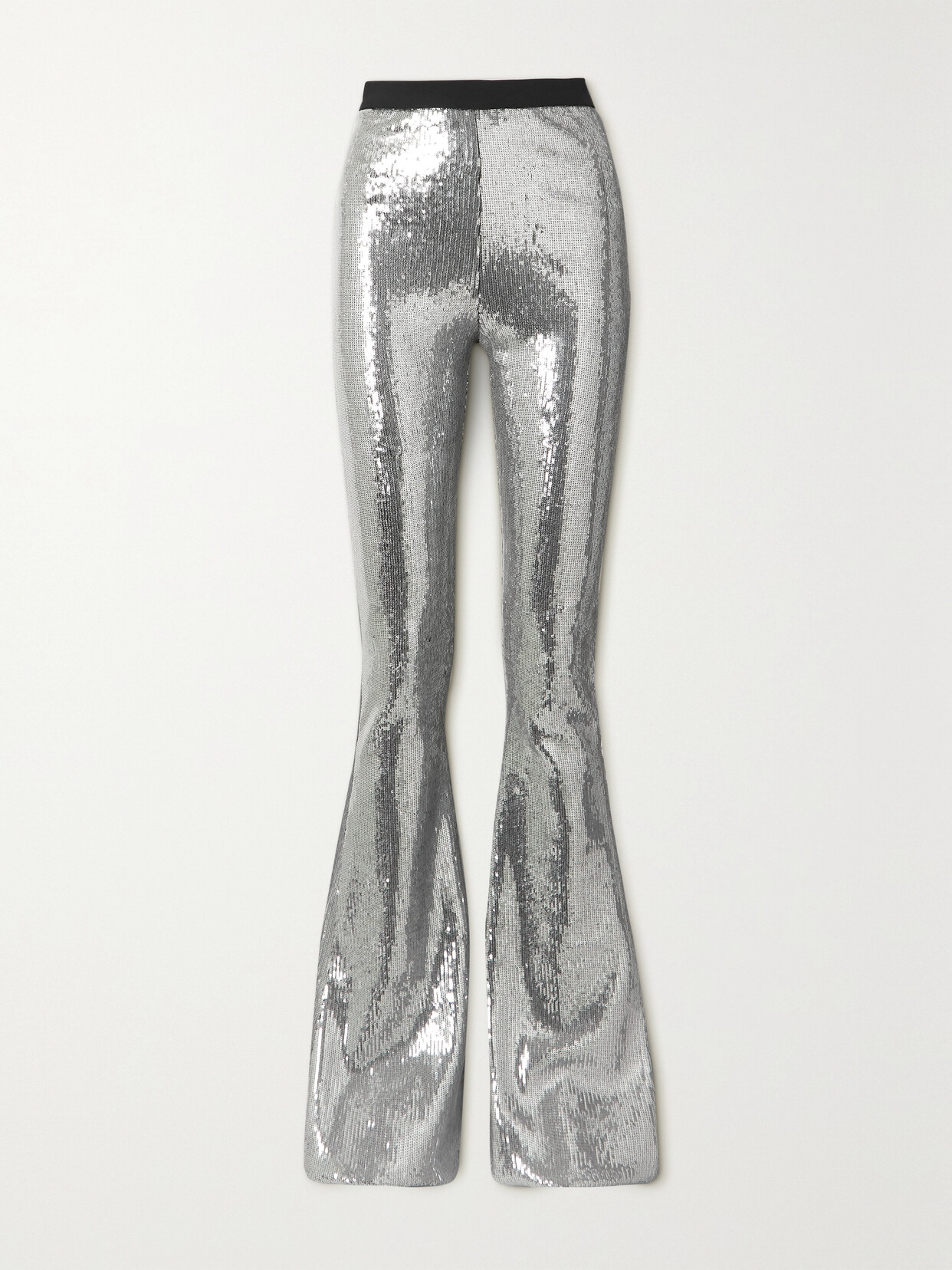 David Koma Sequin Stretch-jersey Flared Pants - Silver