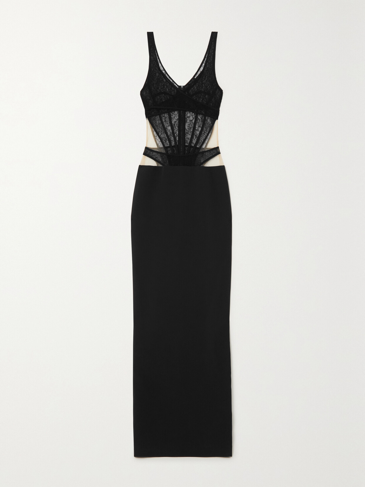 David Koma - Cutout Lace And Cady Maxi Dress - Black