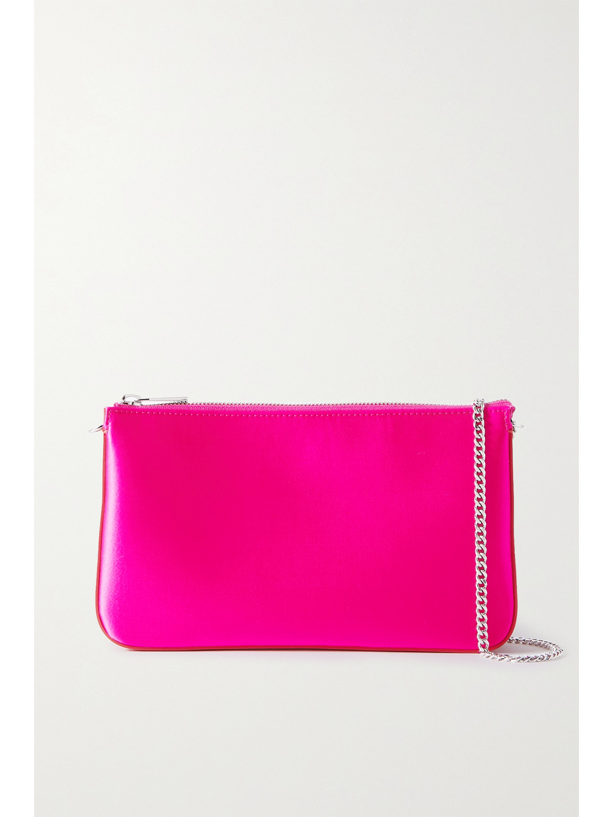 Shop Christian Louboutin Loubila Leather-trimmed Satin Clutch In Pink