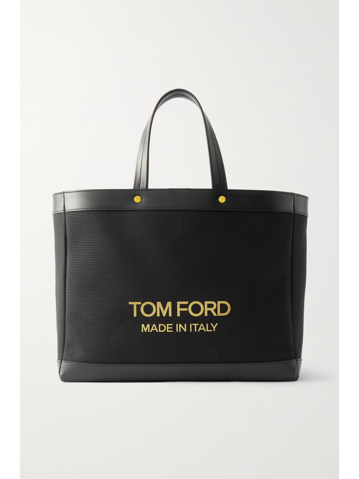 TOM FORD - T Screw Printed Leather-trimmed Coated-canvas Tote - Black