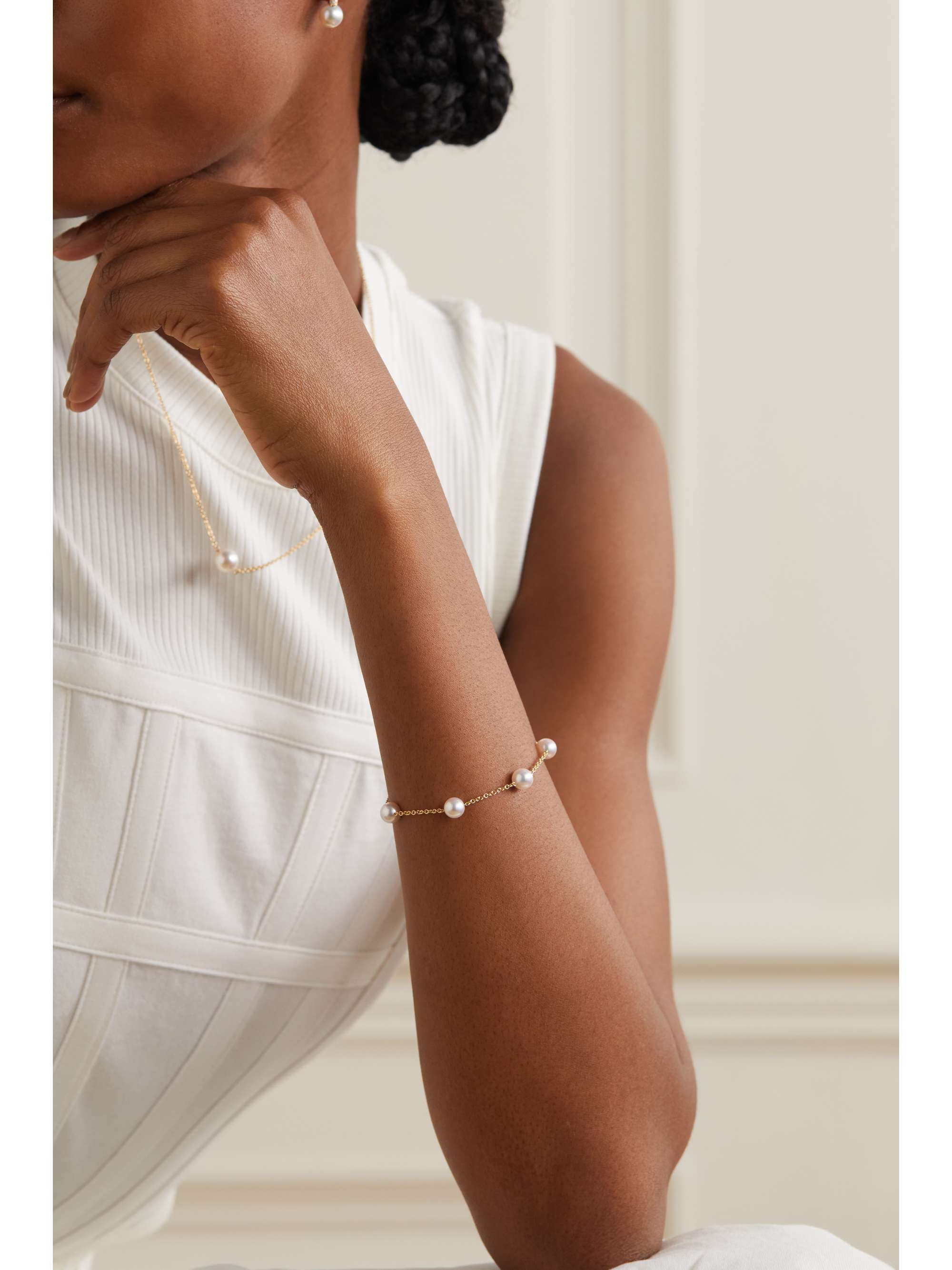 MIKIMOTO 18-karat gold pearl bracelet