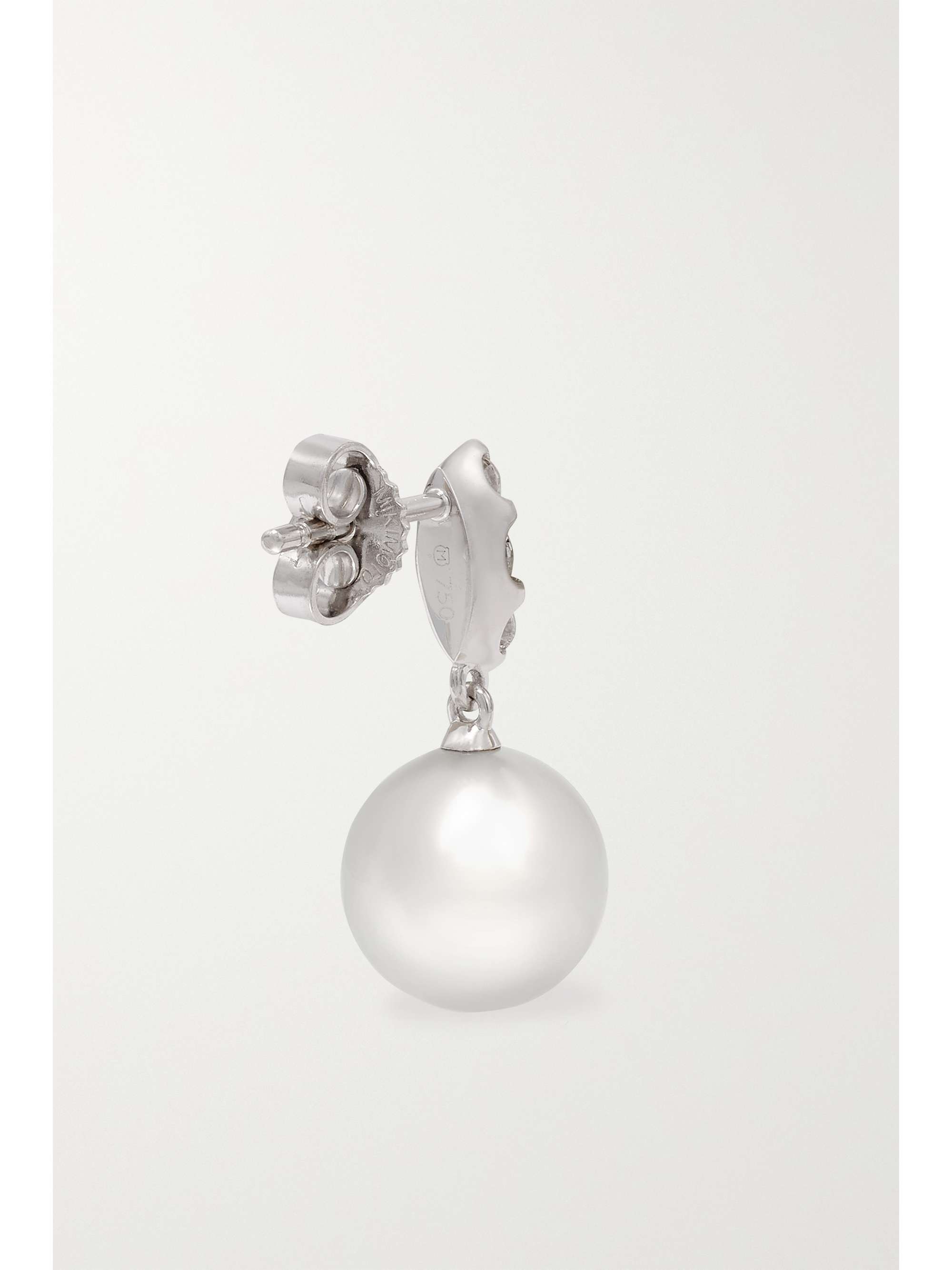 MIKIMOTO 18-karat white gold, pearl and diamond earrings