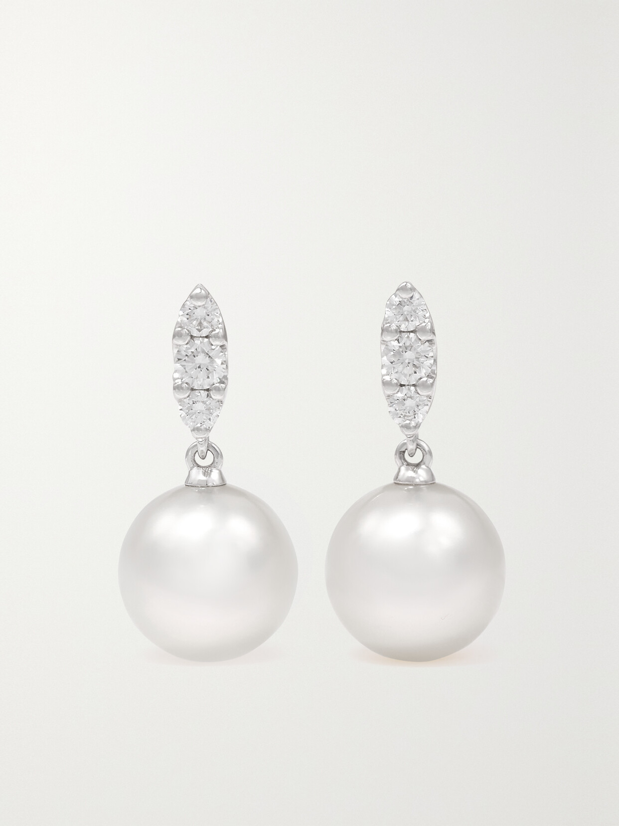 Mikimoto 18-karat White Gold, Pearl And Diamond Earrings