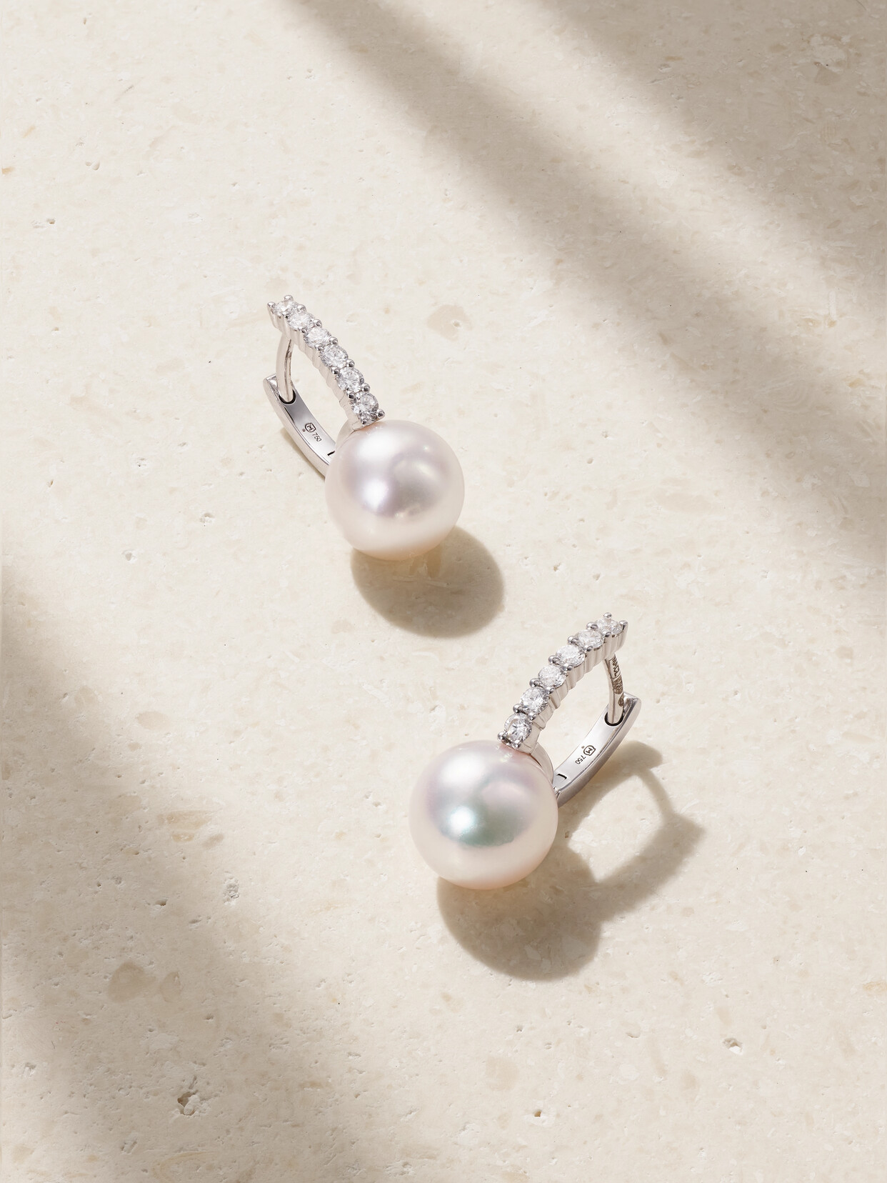 Mikimoto 18-karat White Gold, Pearl And Diamond Hoop Earrings