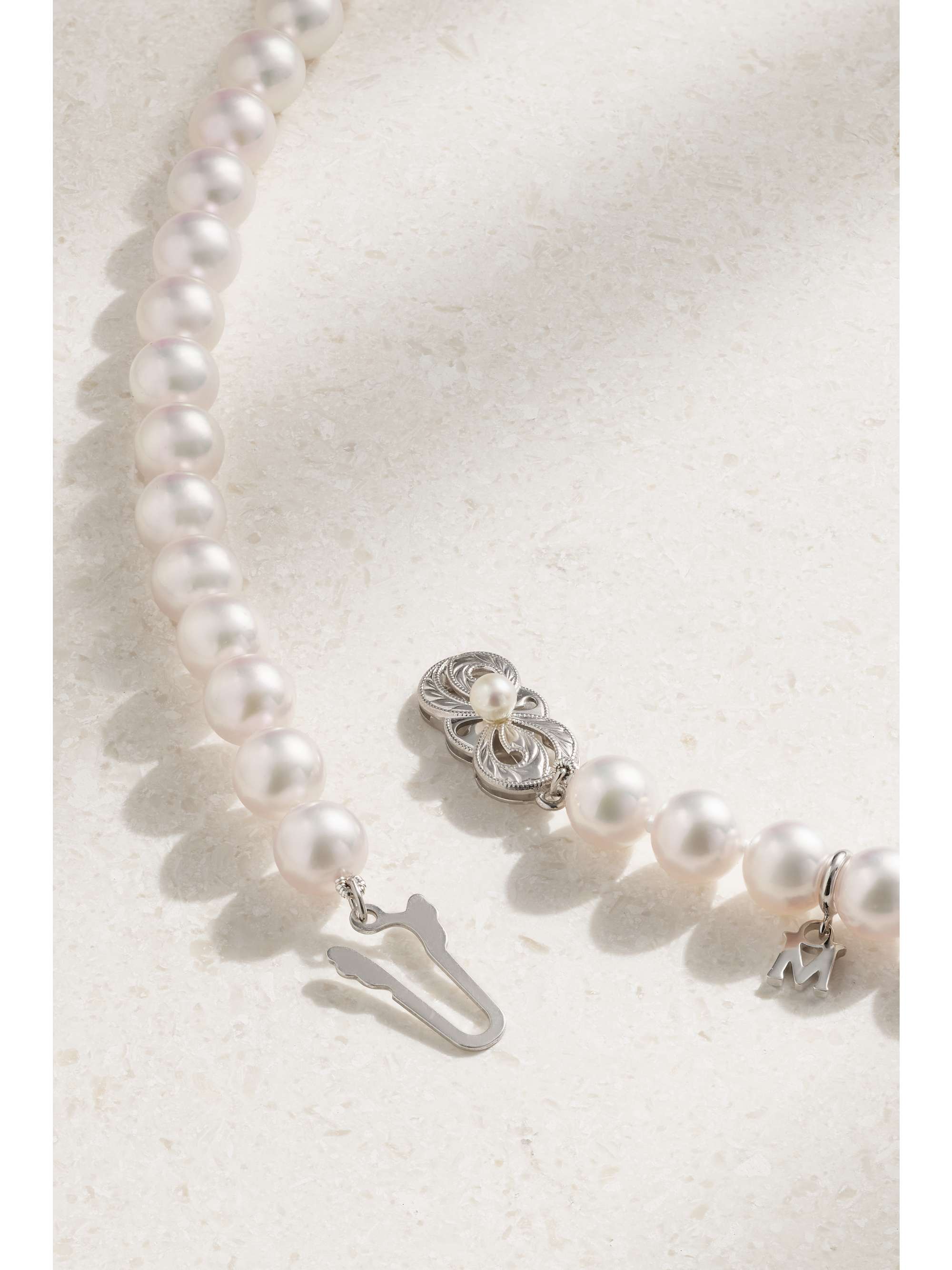 MIKIMOTO 18-karat white gold, pearl and sapphire necklace