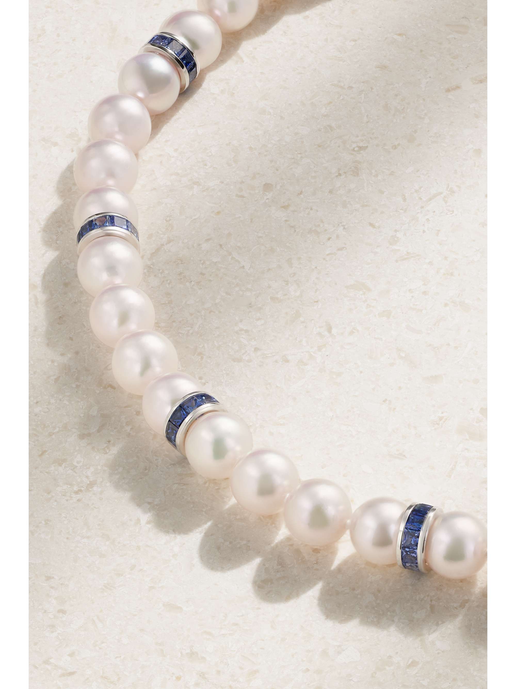 MIKIMOTO 18-karat white gold, pearl and sapphire necklace