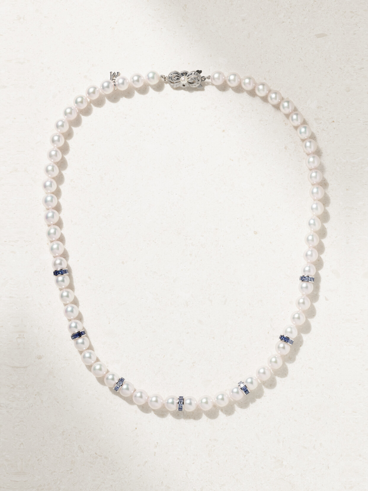 MIKIMOTO 18-karat white gold, pearl and sapphire bracelet