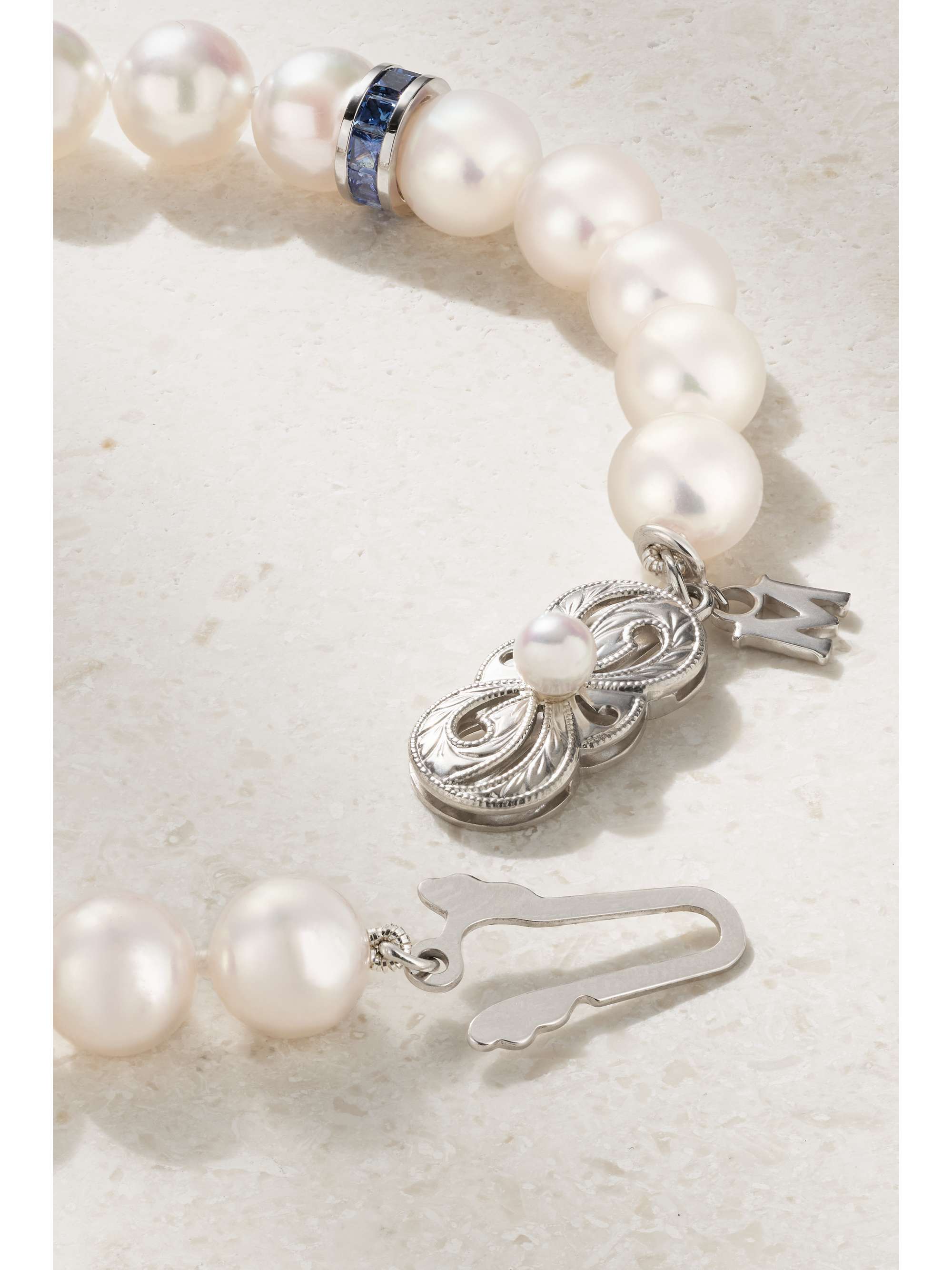 MIKIMOTO 18-karat white gold, pearl and sapphire bracelet