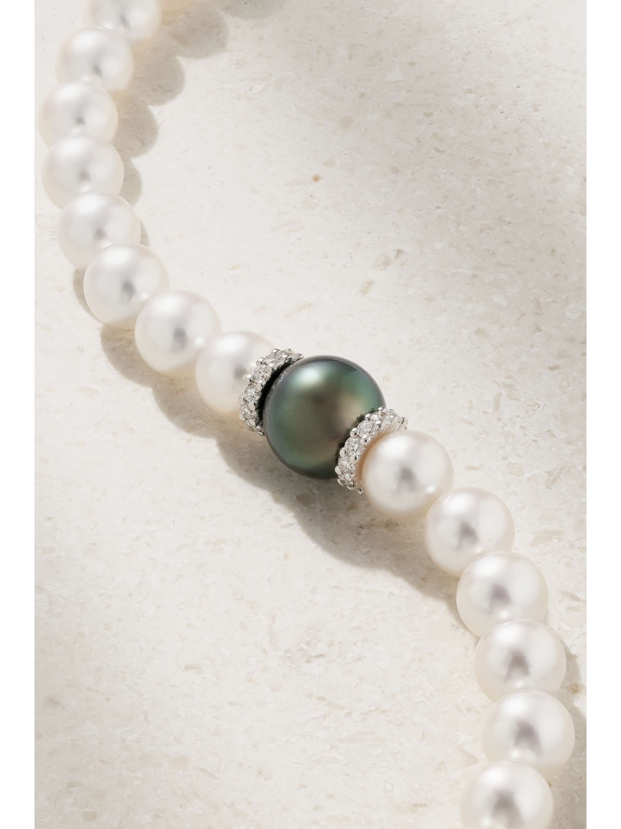 MIKIMOTO 18-karat white gold, pearl and diamond bracelet