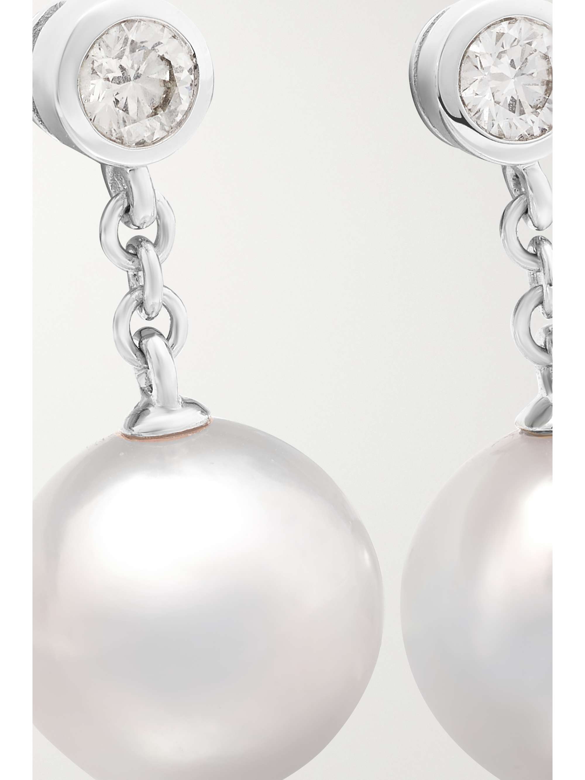 MIKIMOTO 18-karat white gold, pearl and diamond earrings