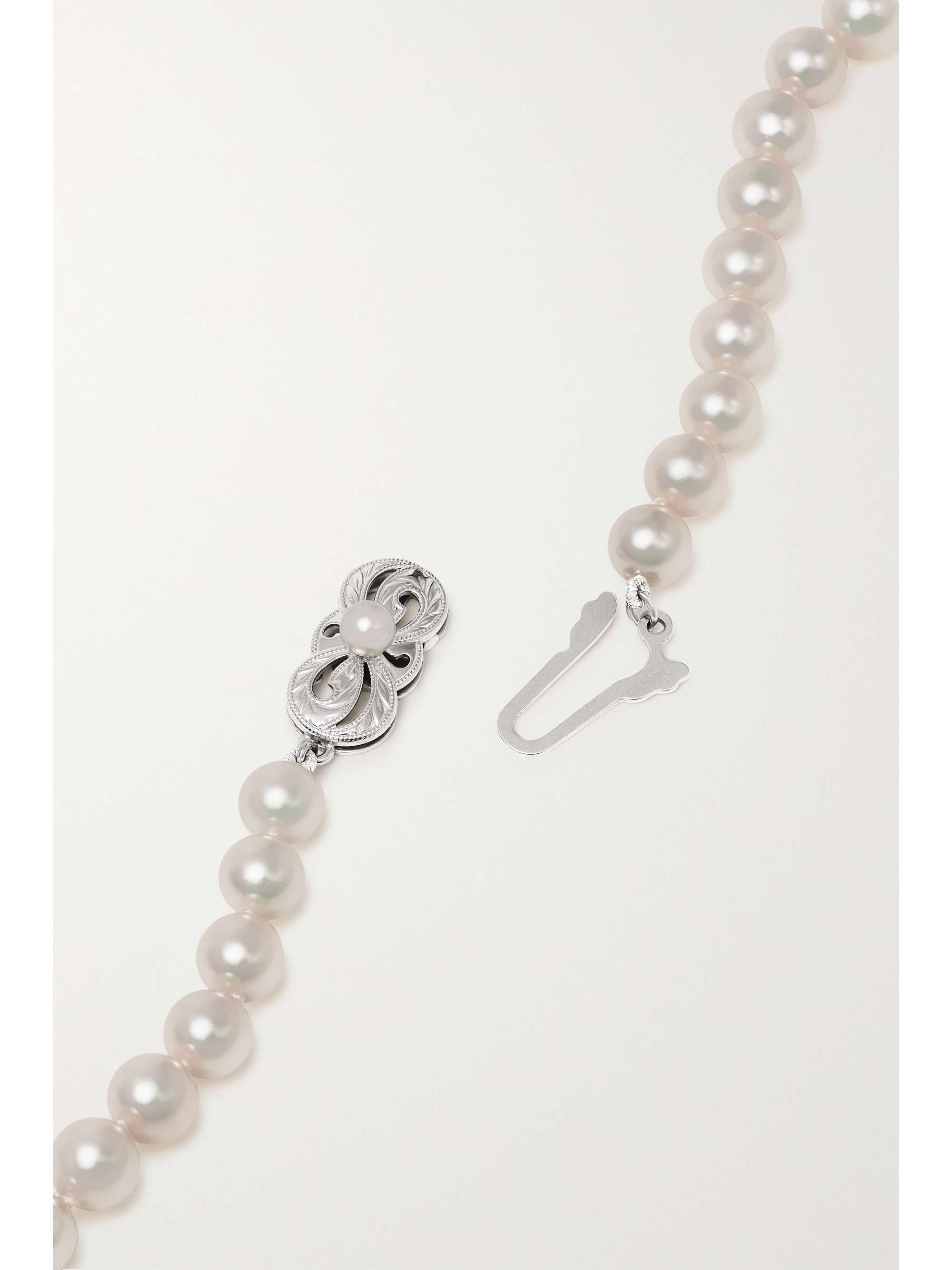 MIKIMOTO 18-karat white gold pearl necklace and earrings set