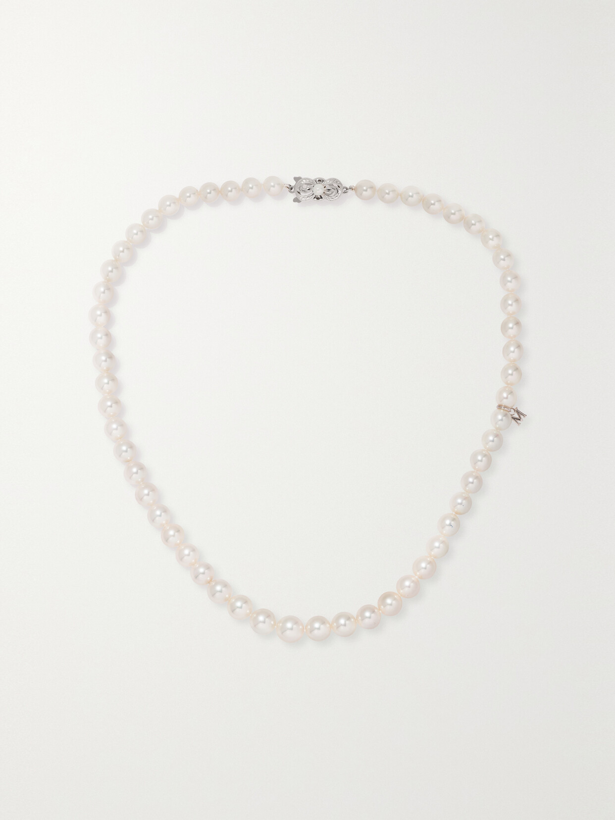 Mikimoto Cultured Pearl Station Necklace in White/Gold Pearl