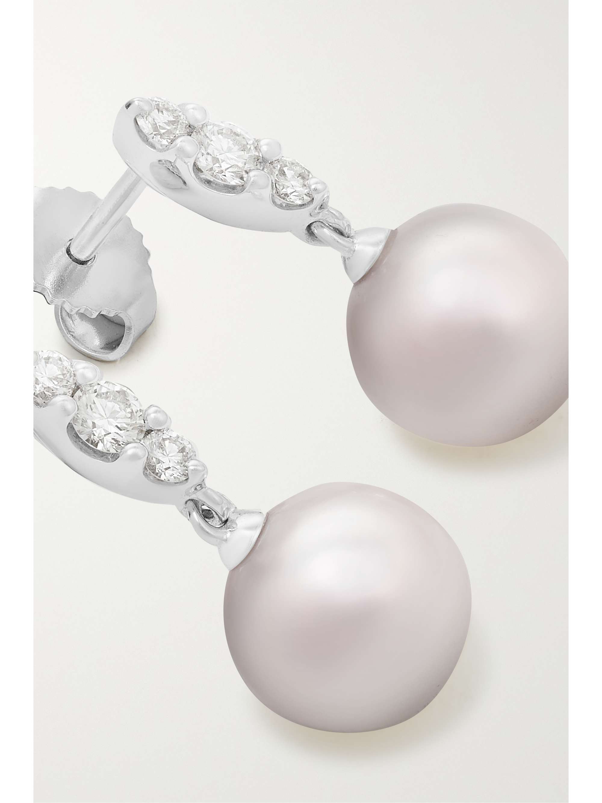 MIKIMOTO 18-karat white gold, pearl and diamond earrings