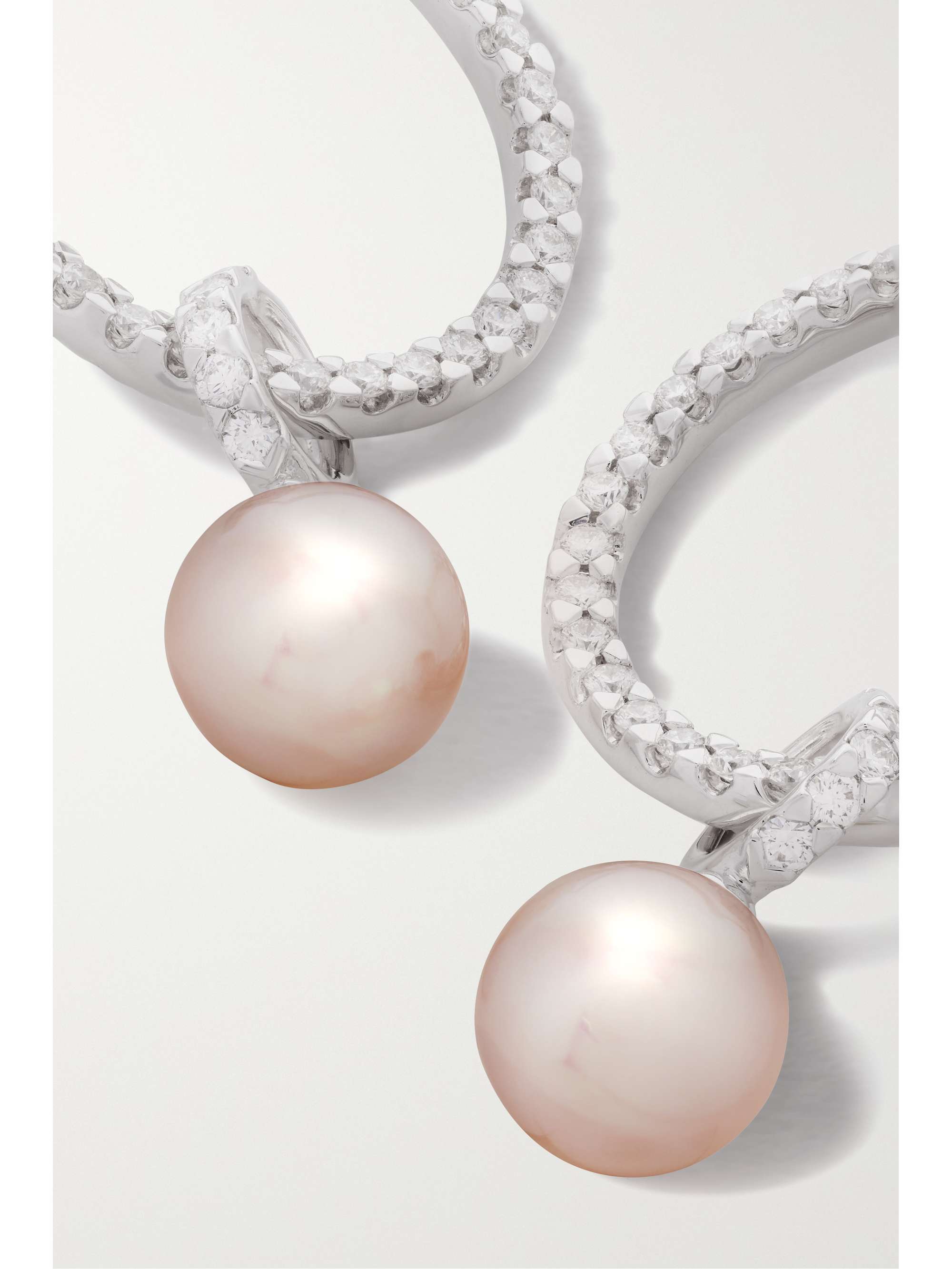 MIKIMOTO 18-karat white gold, pearl and diamond hoop earrings