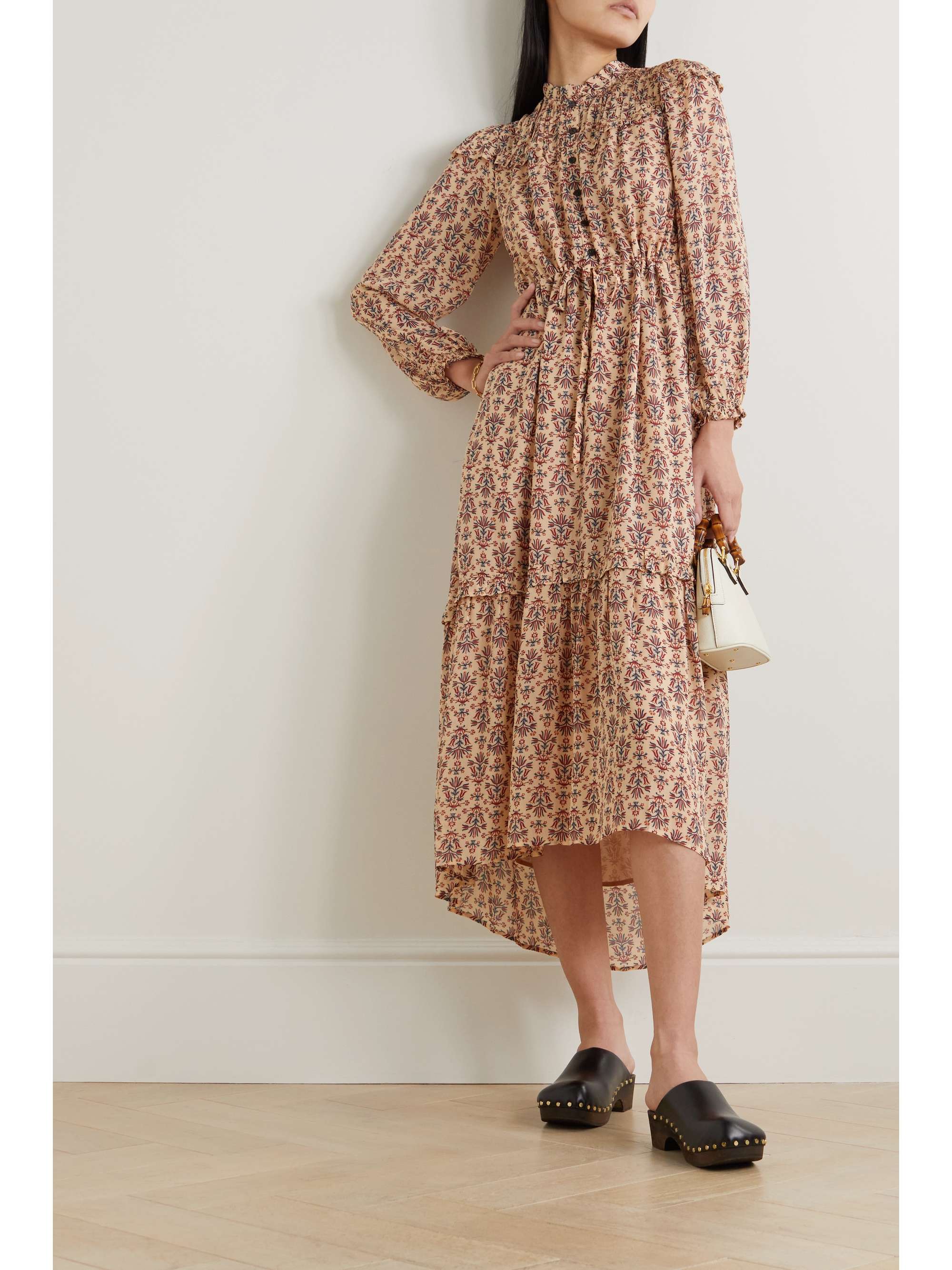 CEFINN Isla printed ruched crepe maxi dress