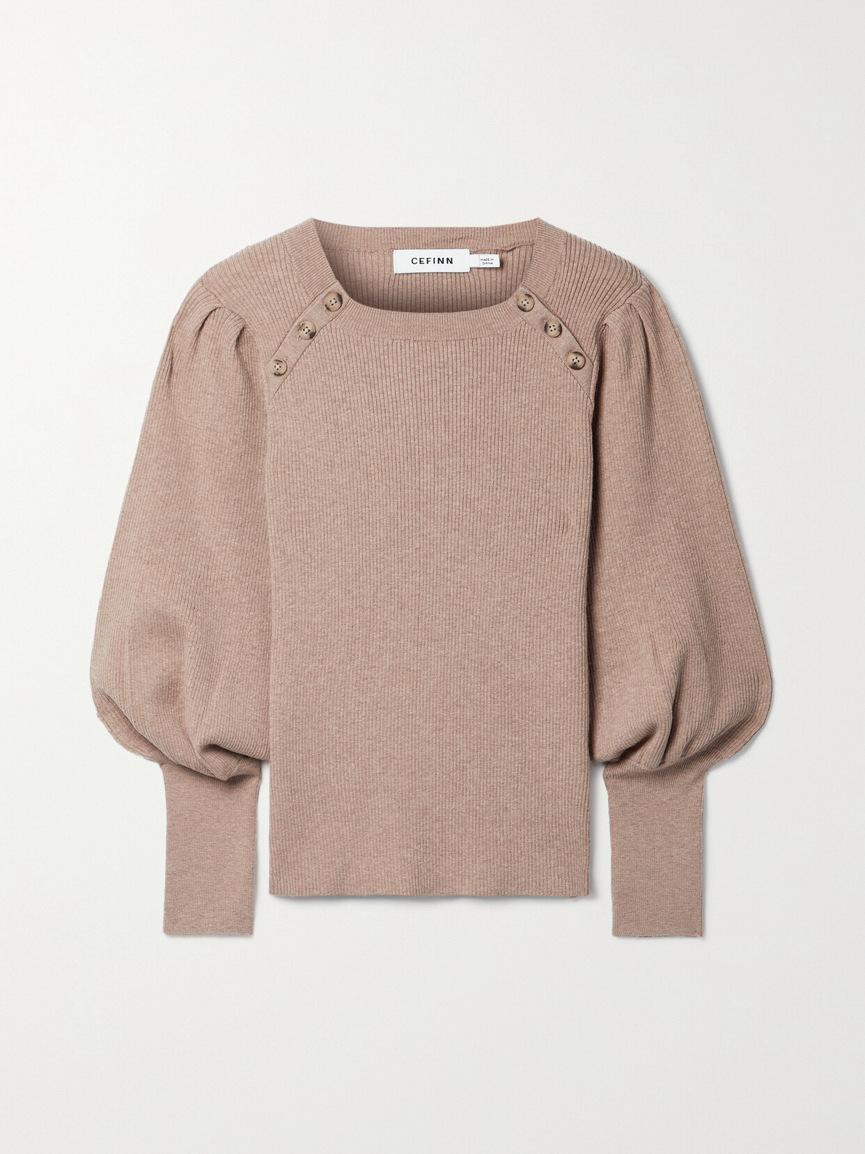 Cefinn Eva Button-embellished Ribbed-knit Sweater - Neutrals