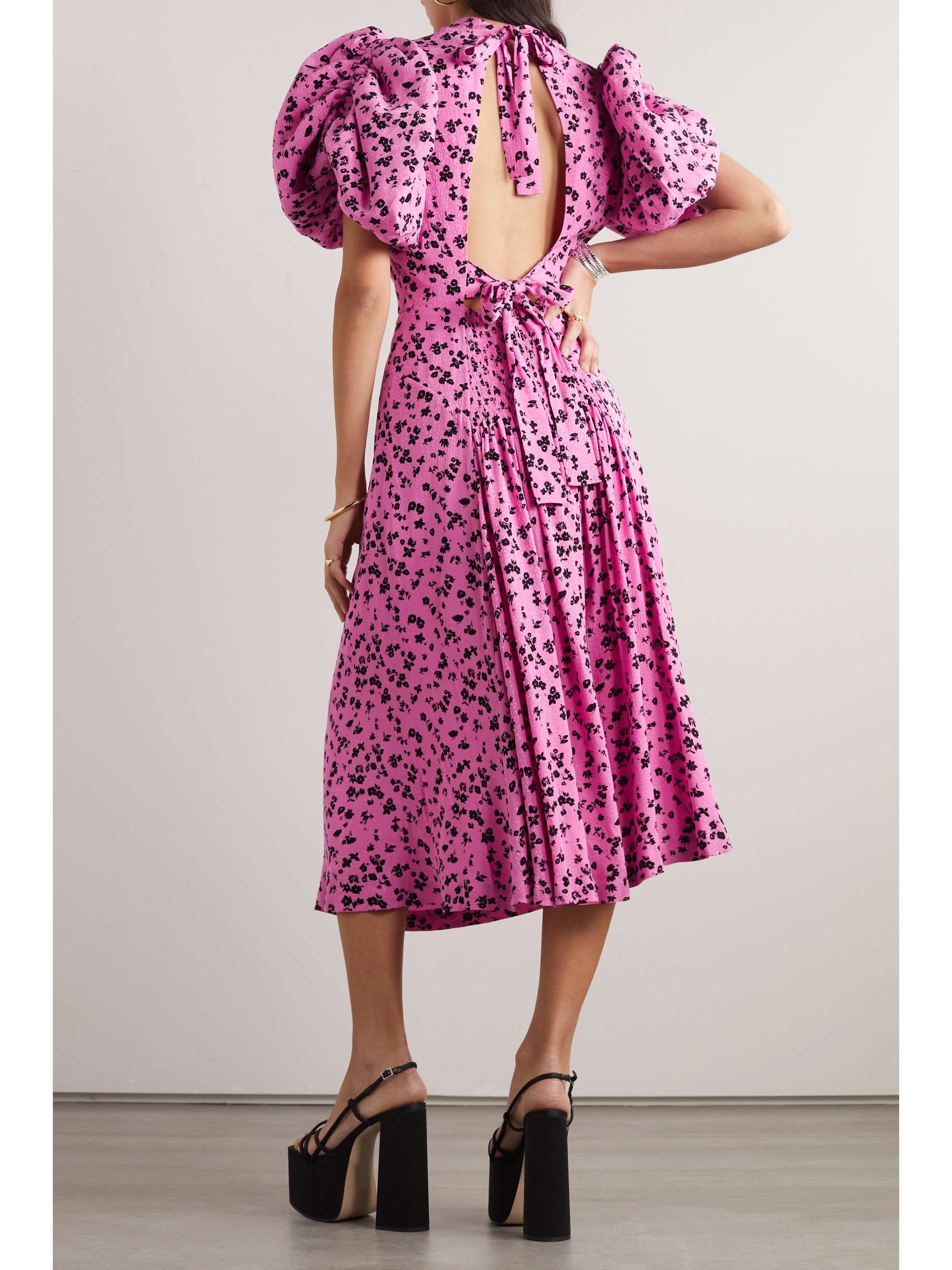 ROTATE BIRGER CHRISTENSEN Robe midi en jacquard à motif fleuri Noon